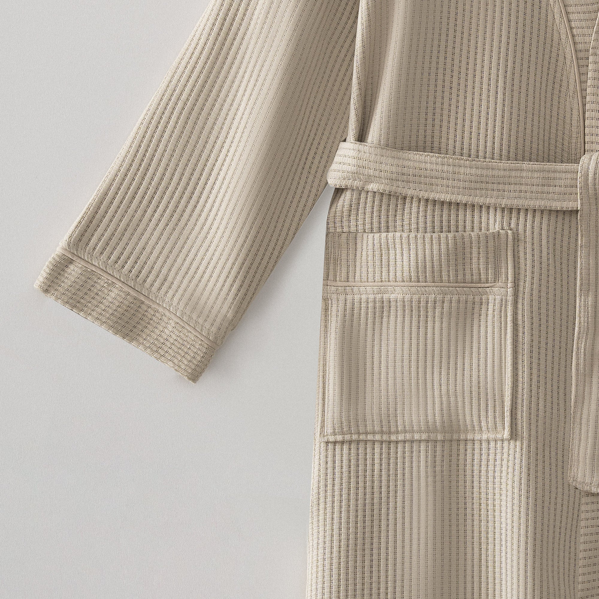 Alessa Organic Turkish Cotton Pique Men's Bathrobe Beige