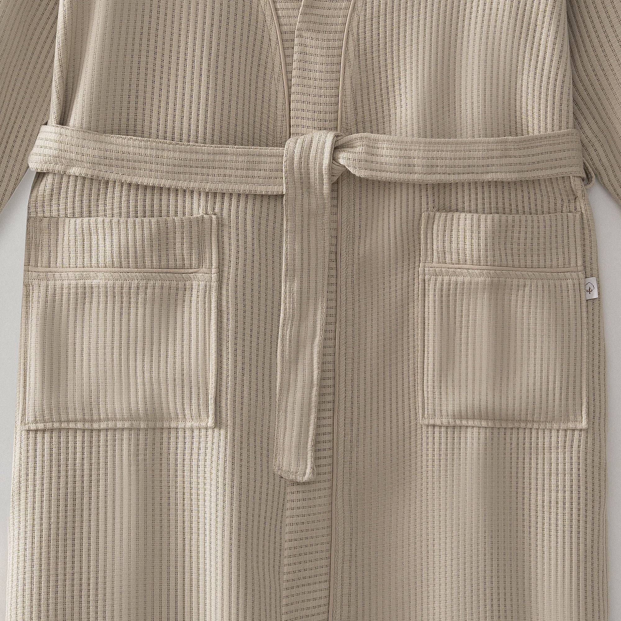 Alessa Organic Turkish Cotton Pique Men's Bathrobe Beige