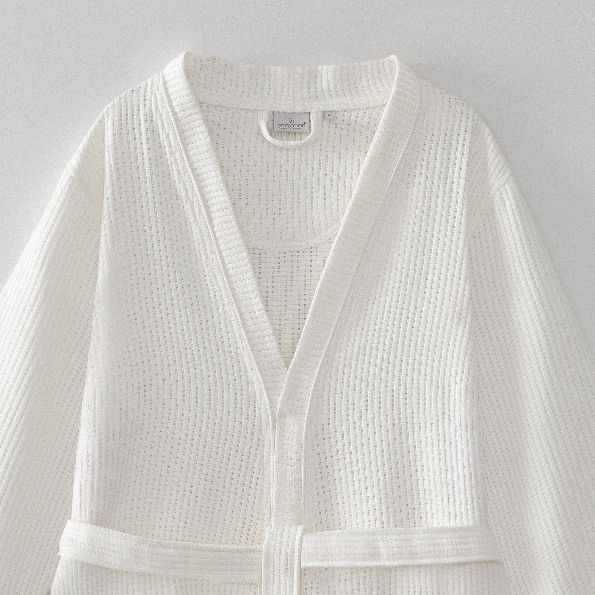 Alessa Organic Turkish Cotton Pique Men's Bathrobe Cream