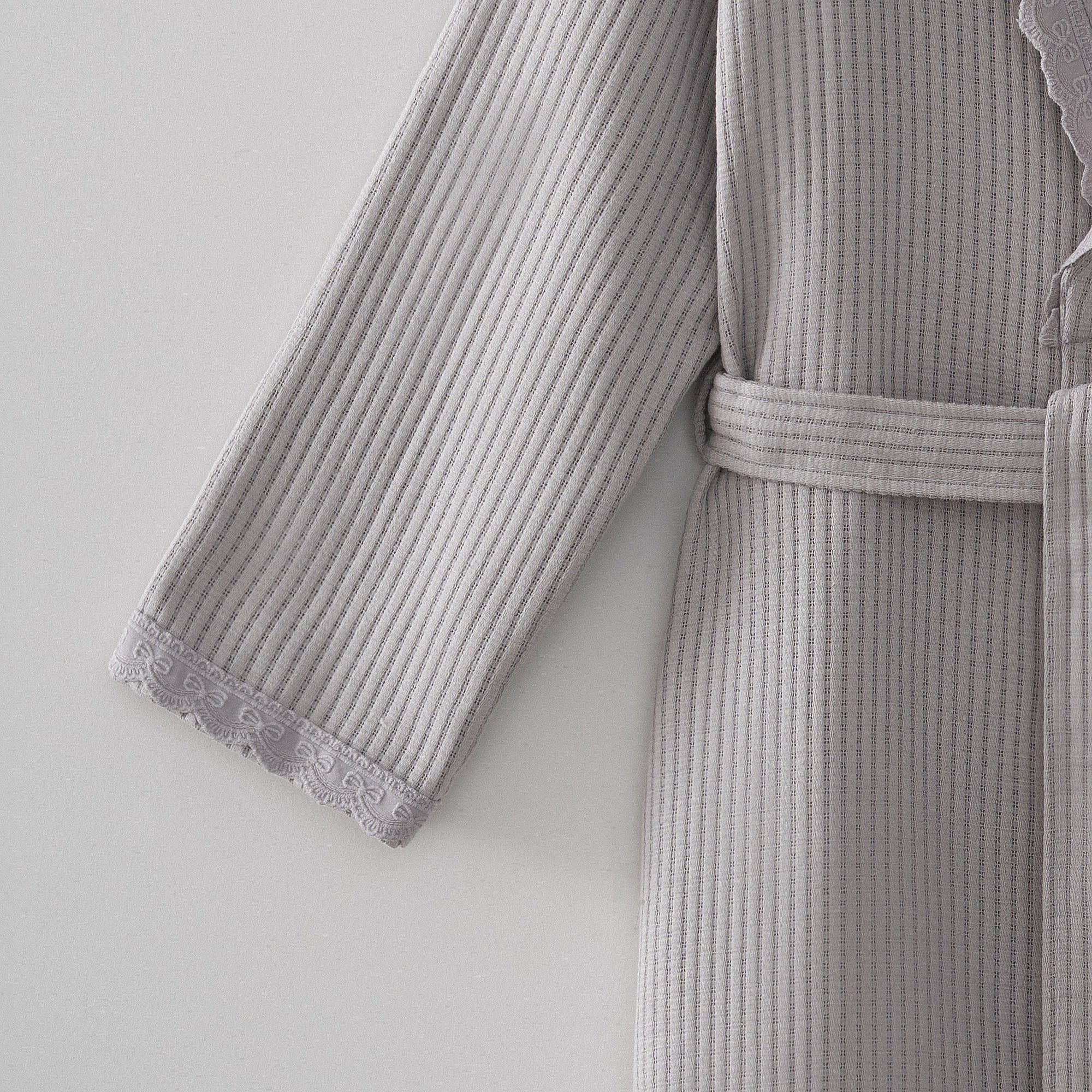 Alessa Organic Turkish Cotton Pique Women's Bathrobe Gray