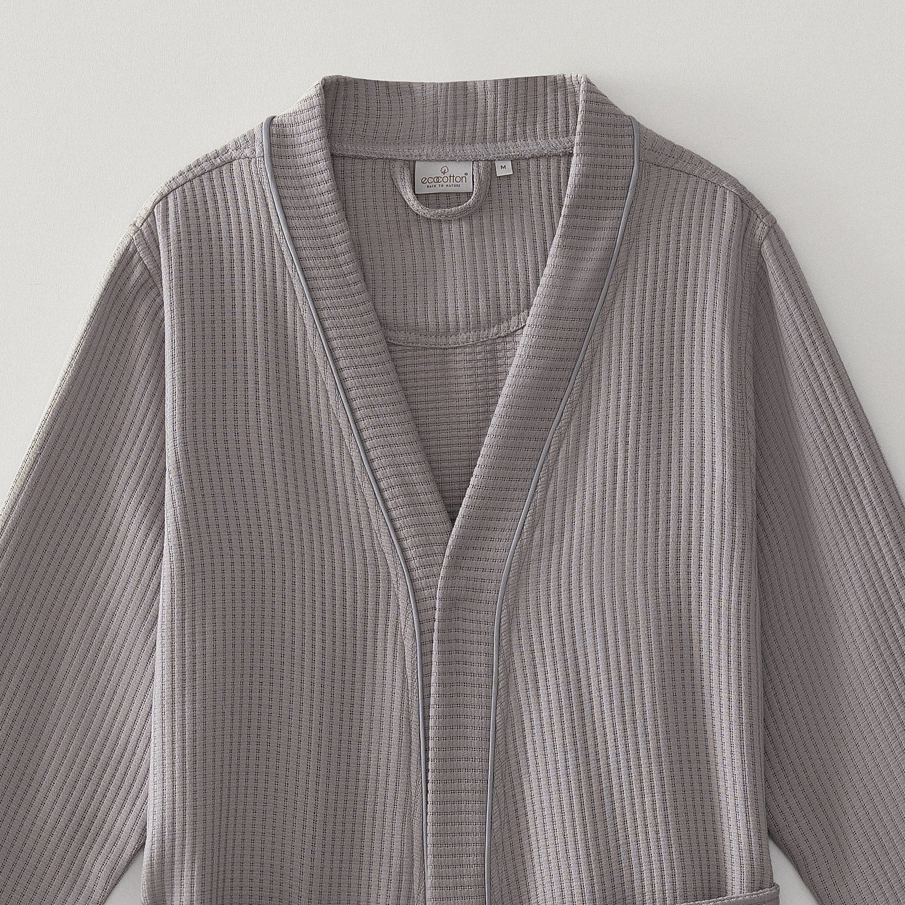 Alessa Organic Cotton Pique Men's Bathrobe Gray