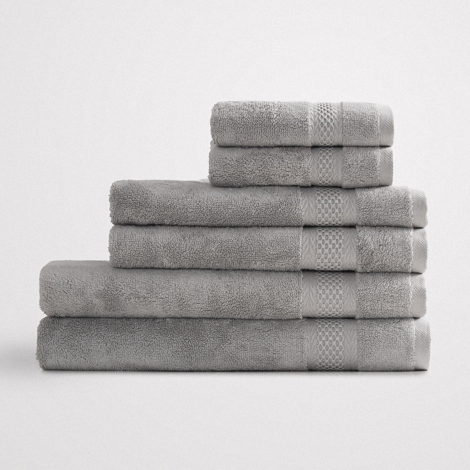 Auraline Organic Turkish Cotton Bath Towel Set of 6 Dark Gray
