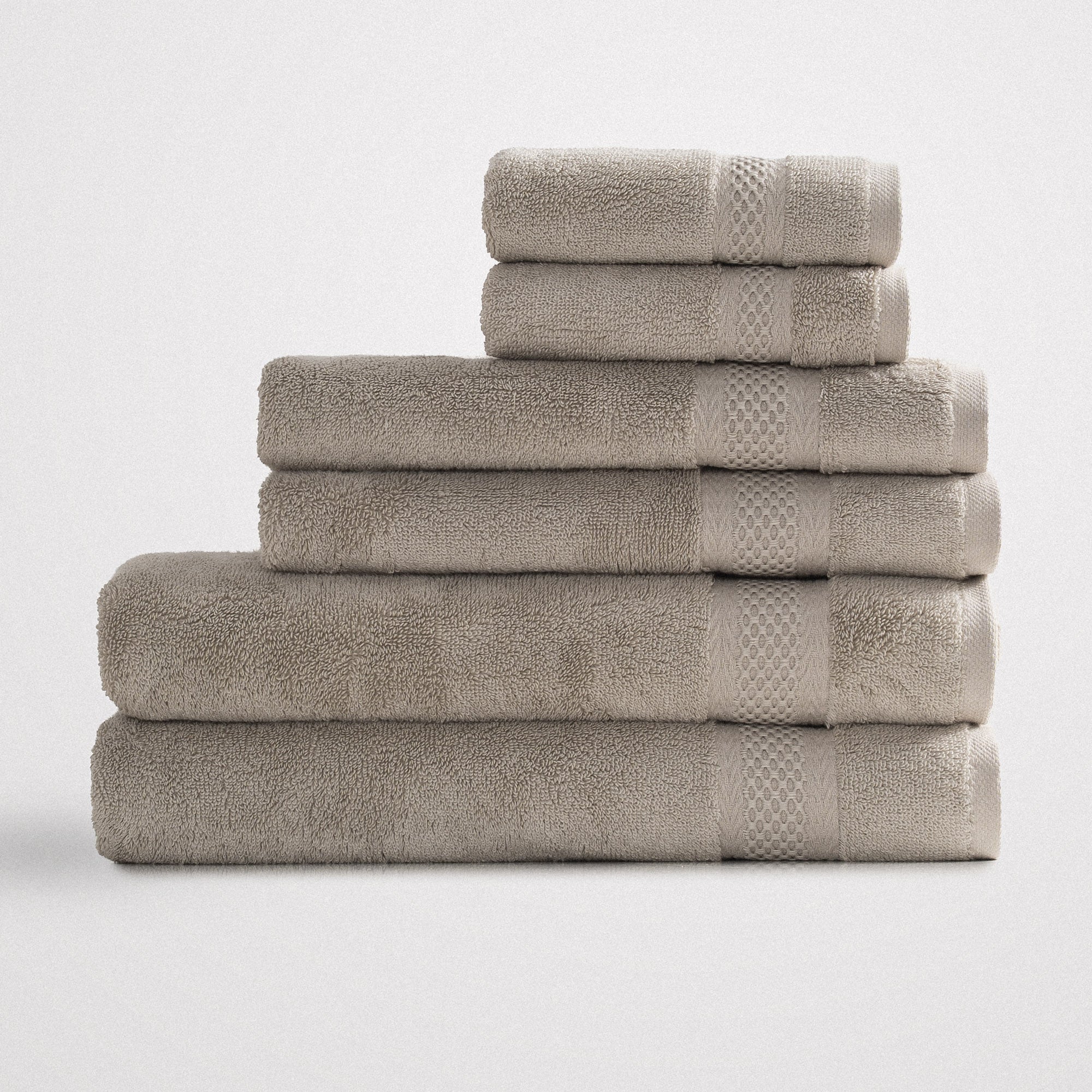 Auraline Organic Turkish Cotton Bath Towel Set of 6 Beige