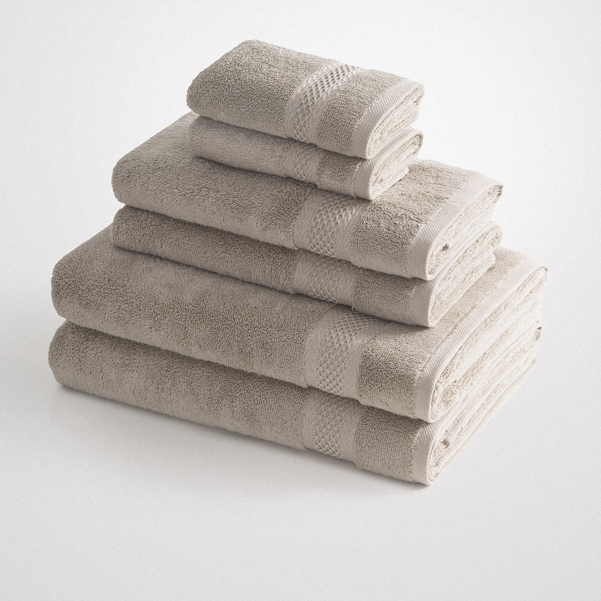 Auraline Organic Turkish Cotton Bath Towel Set of 6 Beige
