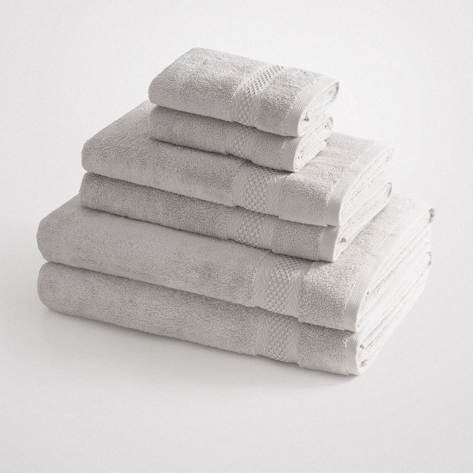 Auraline Organic Turkish Cotton Bath Towel Set of 6 Gray