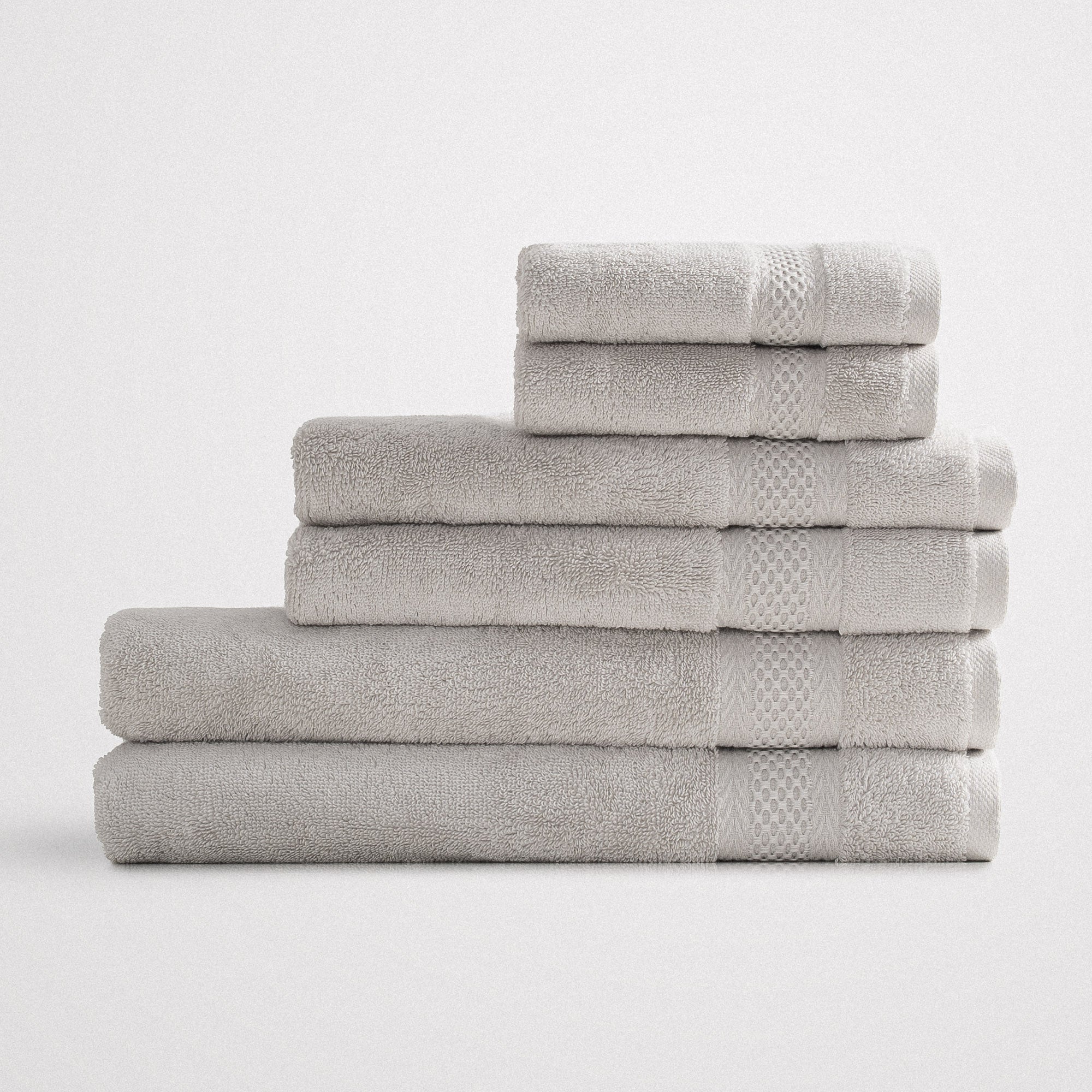 Auraline Organic Turkish Cotton Bath Towel Set of 6 Gray