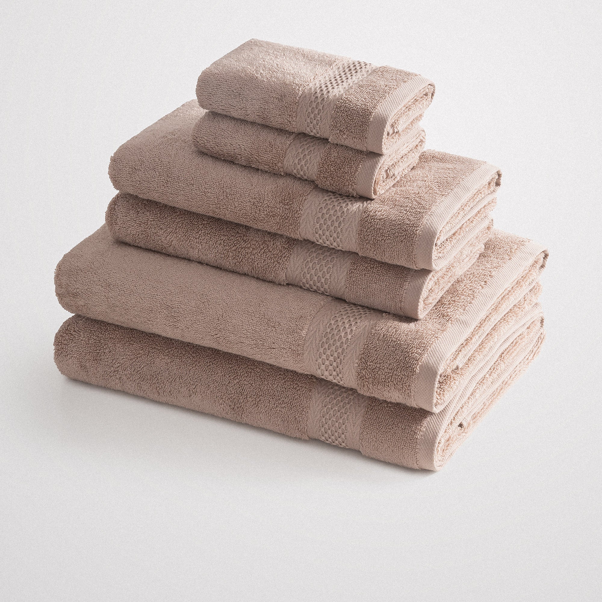 Auraline Organic Turkish Cotton Bath Towel Set of 6 Powder