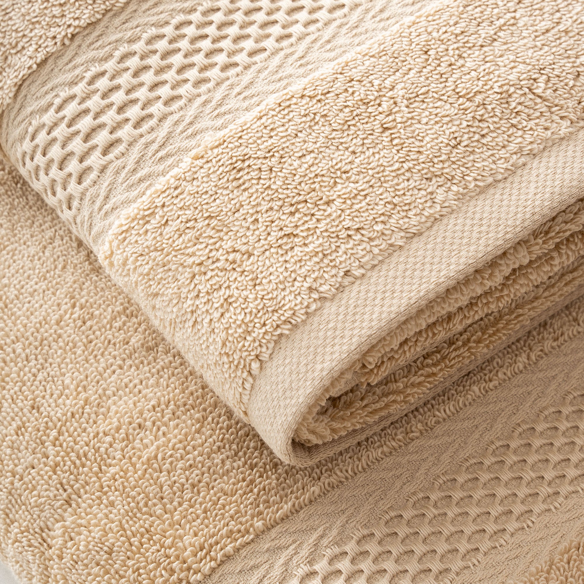 Auraline Organic Turkish Cotton Bath Towel Set of 6 Light Beige