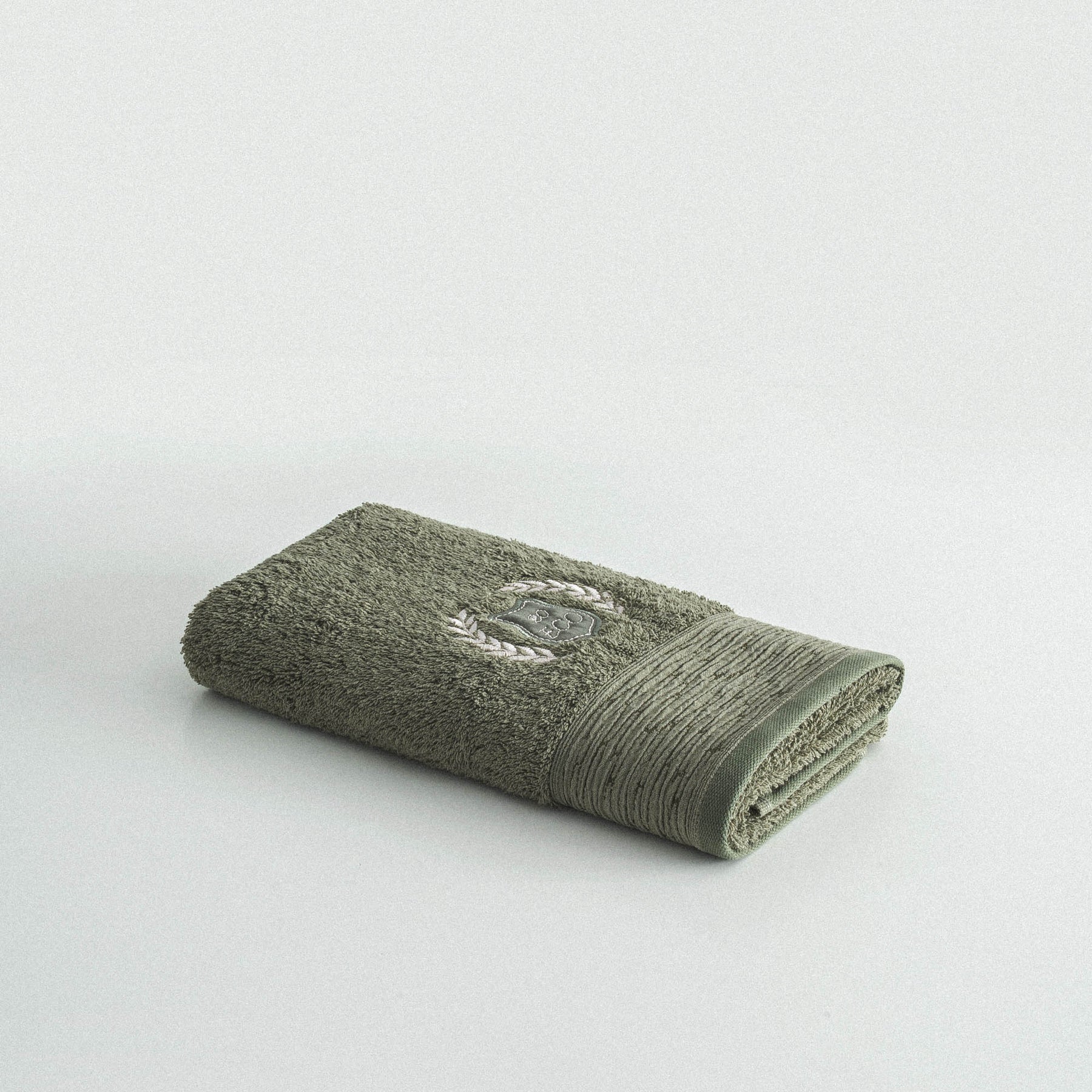 Derin Hand Face Towel %100 Organic Cotton Embroidery Green 50X90 Cm