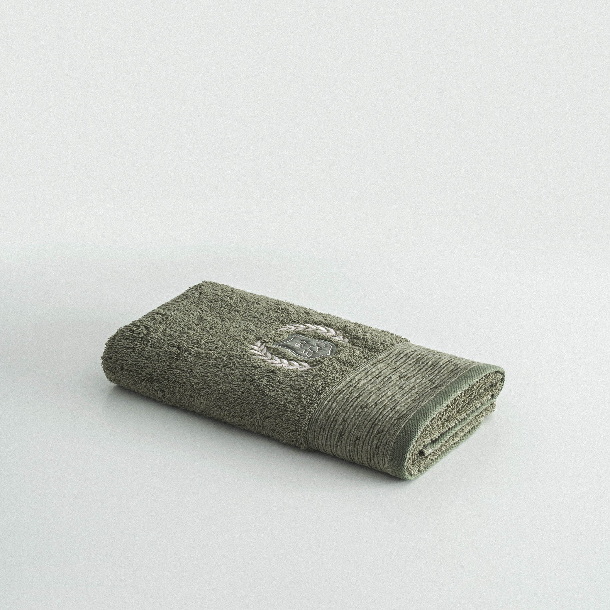 Derin Hand Face Towel %100 Organic Cotton Embroidery Green 50X90 Cm