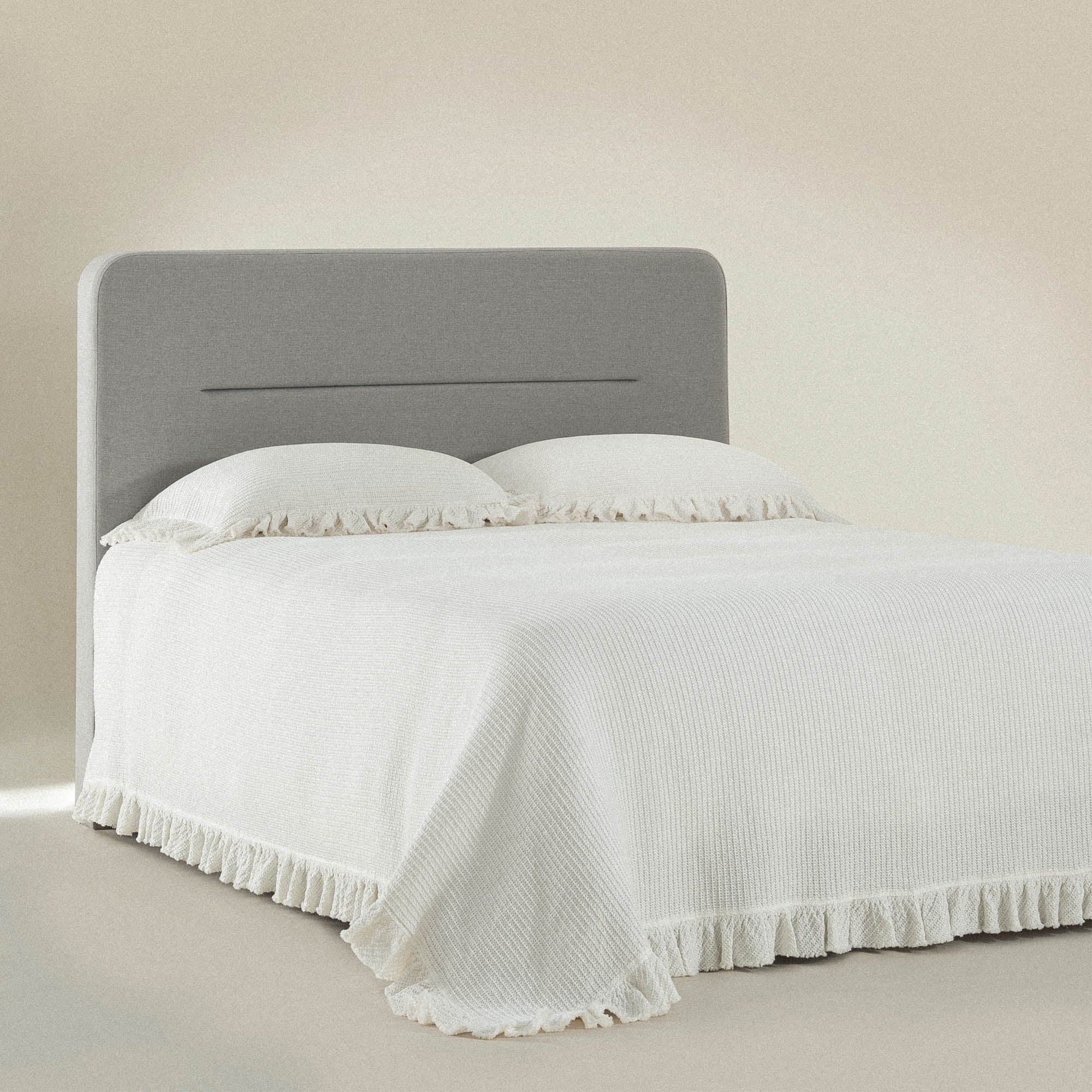 Dina Organic Cotton Pique Double Bedspread Cream