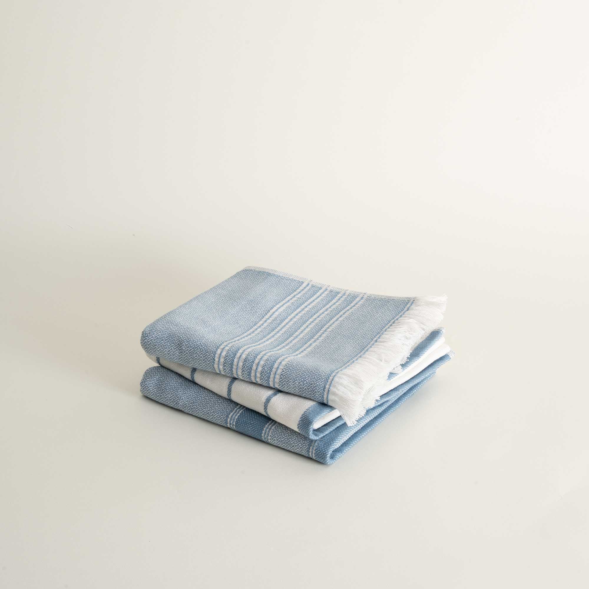 Elis Organic Cotton Kitchen Towel Set of 3 Light Blue