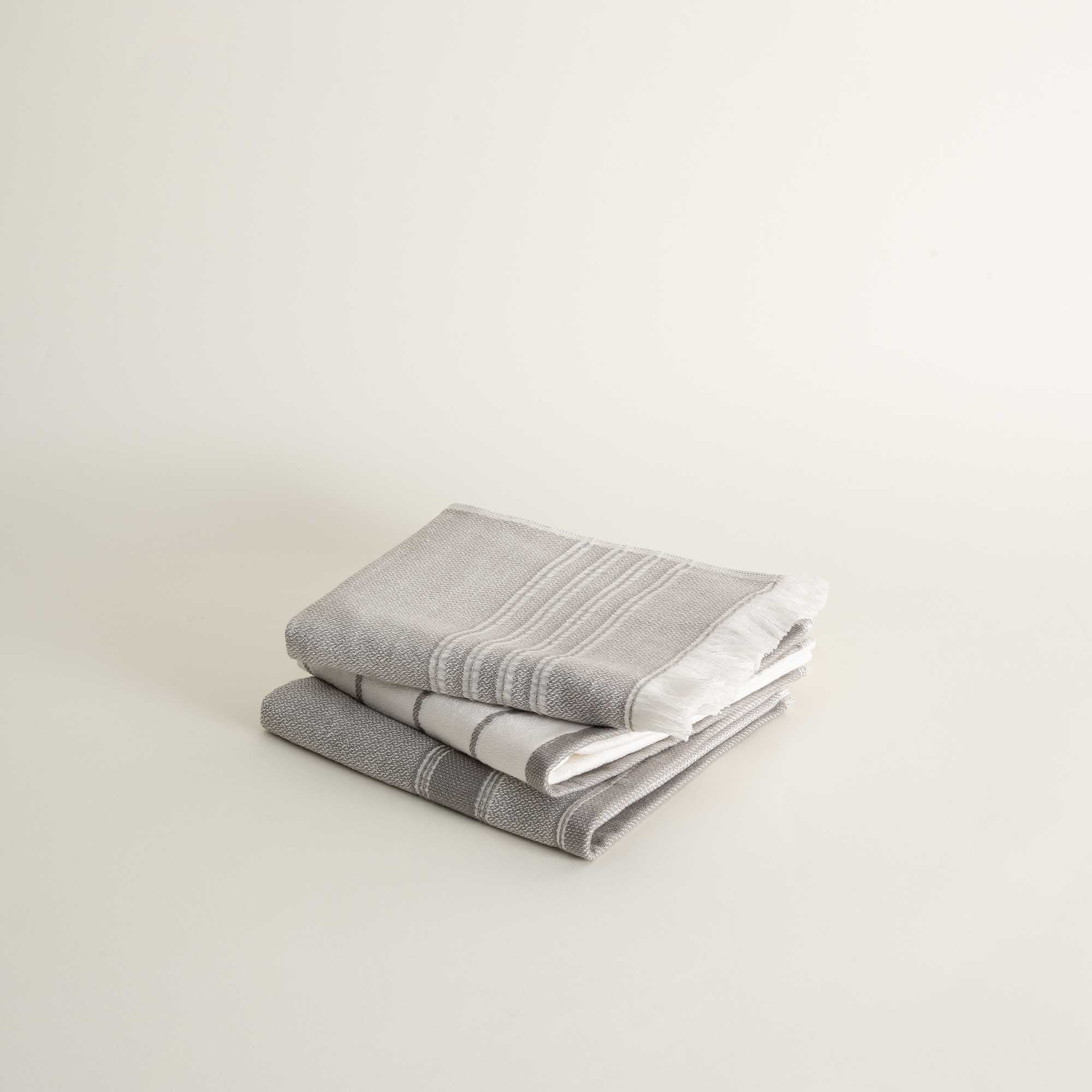 Elis Organic Cotton Kitchen Towel Set of 3 Grey