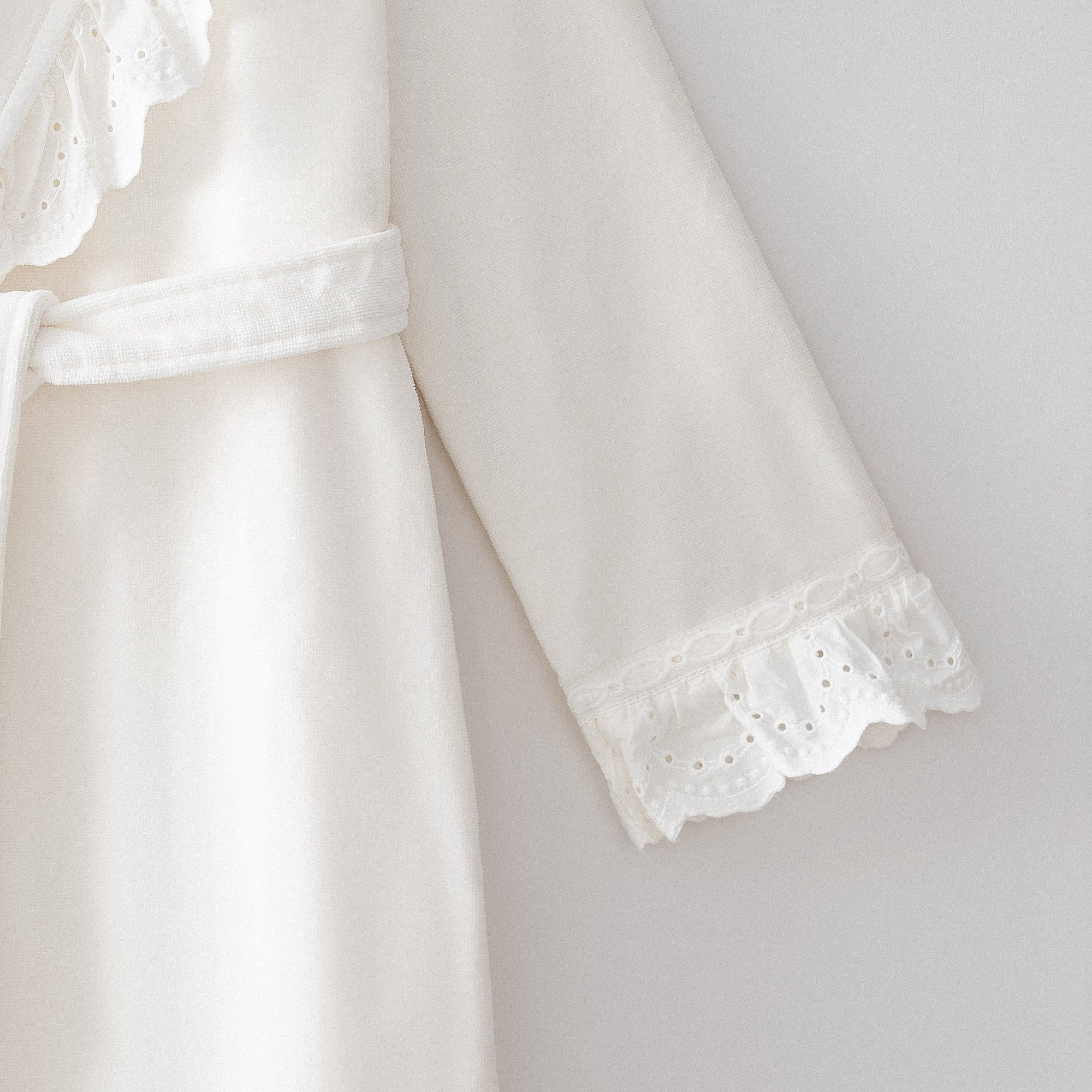 Elsa Woman Bathrobe 100% Organic Cotton Embroidery Cream