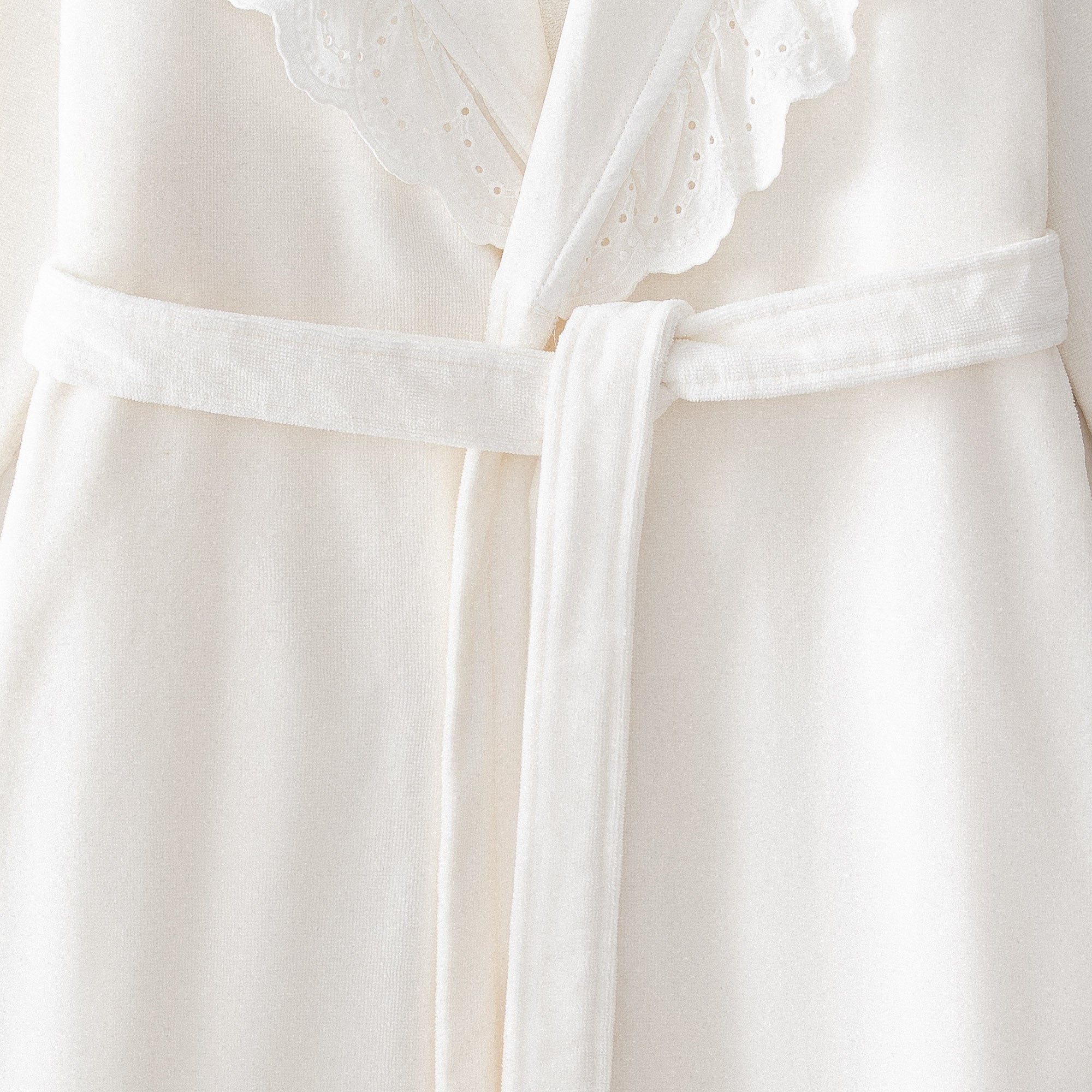 Elsa Woman Bathrobe 100% Organic Cotton Embroidery Cream