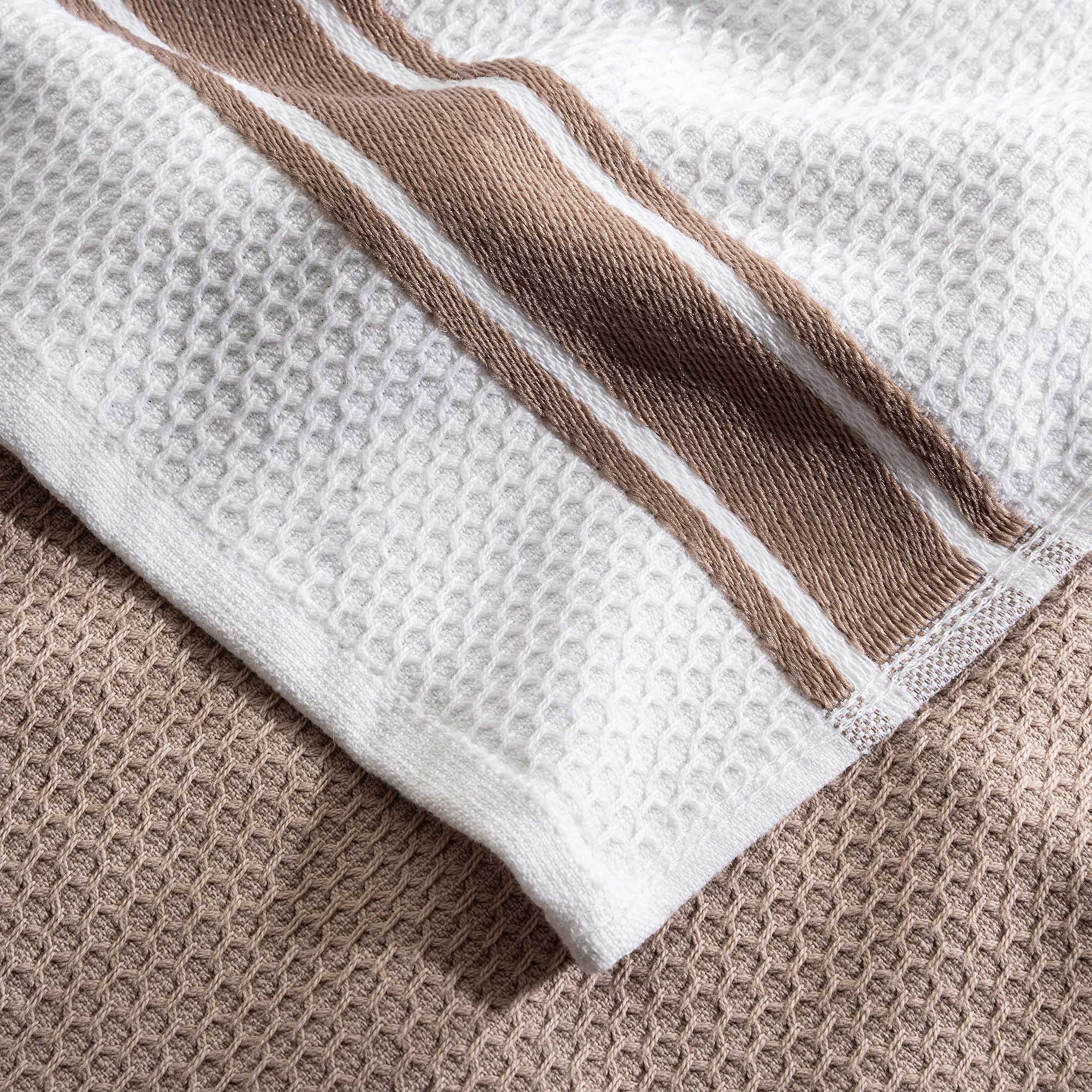 Elvin 2-Pack Drying Towel Set 100% Cotton Printed Beige-Cream 40X60 Cm