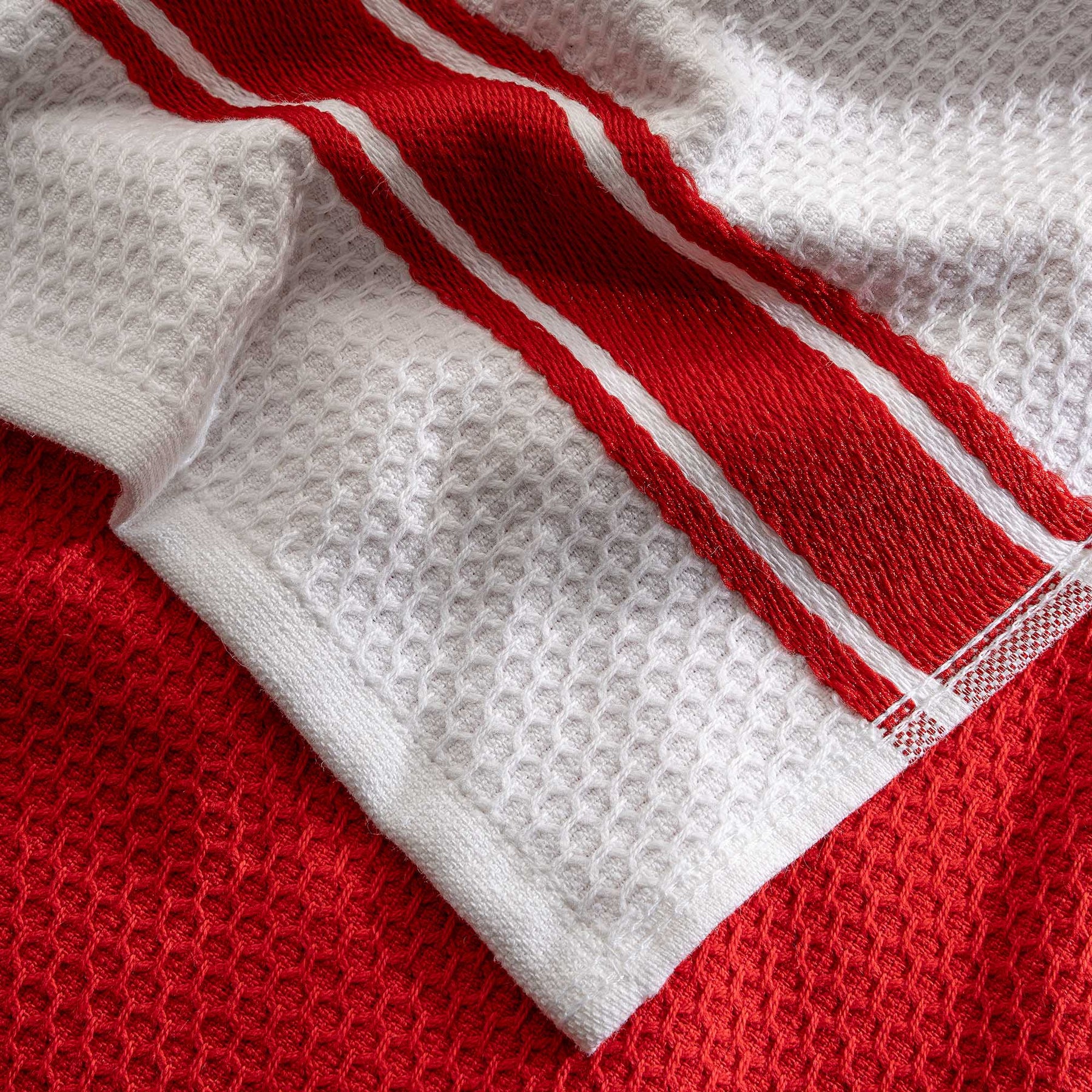 Elvin 2-Pack Drying Towel Set 100% Cotton Printed Red-Cream 40X60 Cm