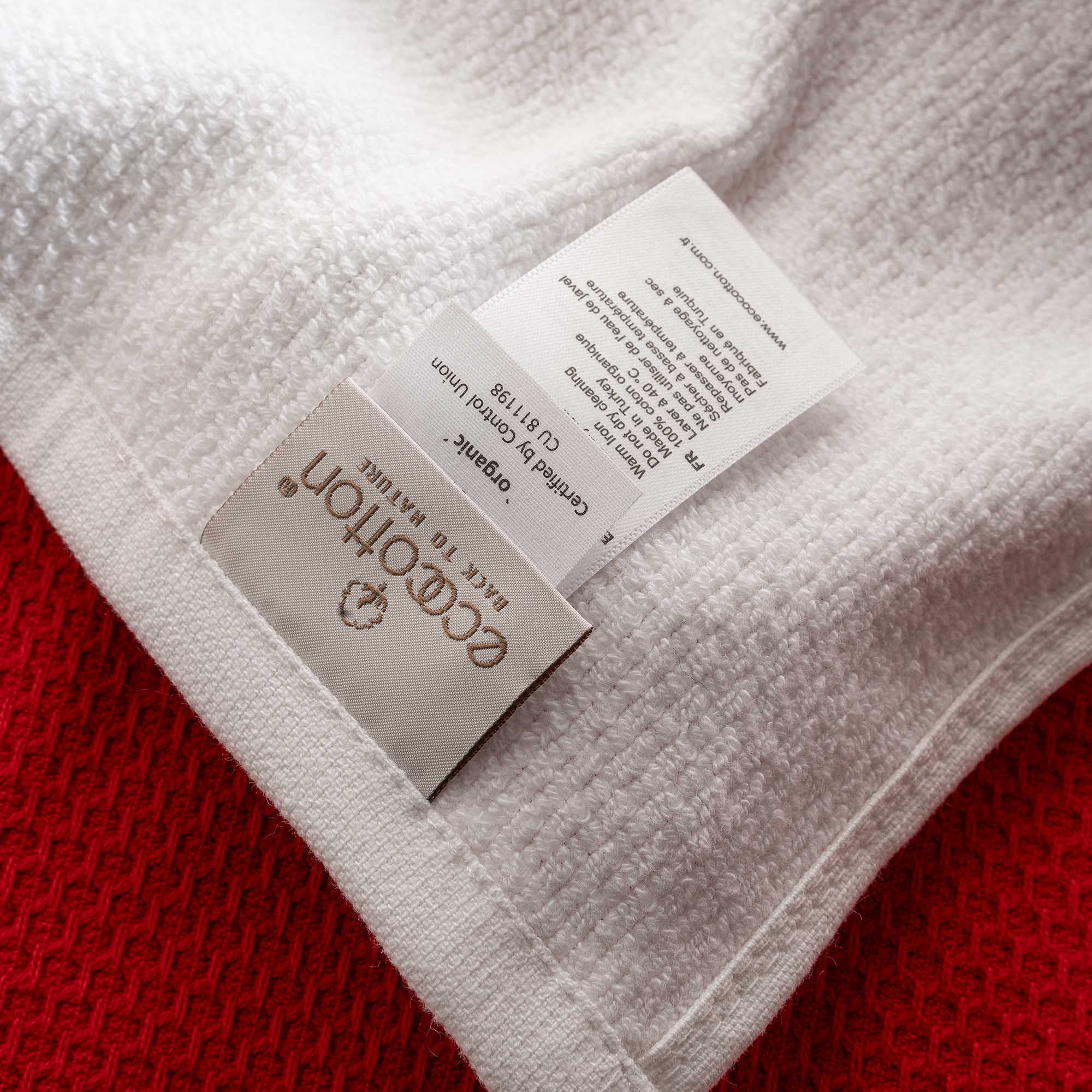 Elvin 2-Pack Drying Towel Set 100% Cotton Printed Red-Cream 40X60 Cm