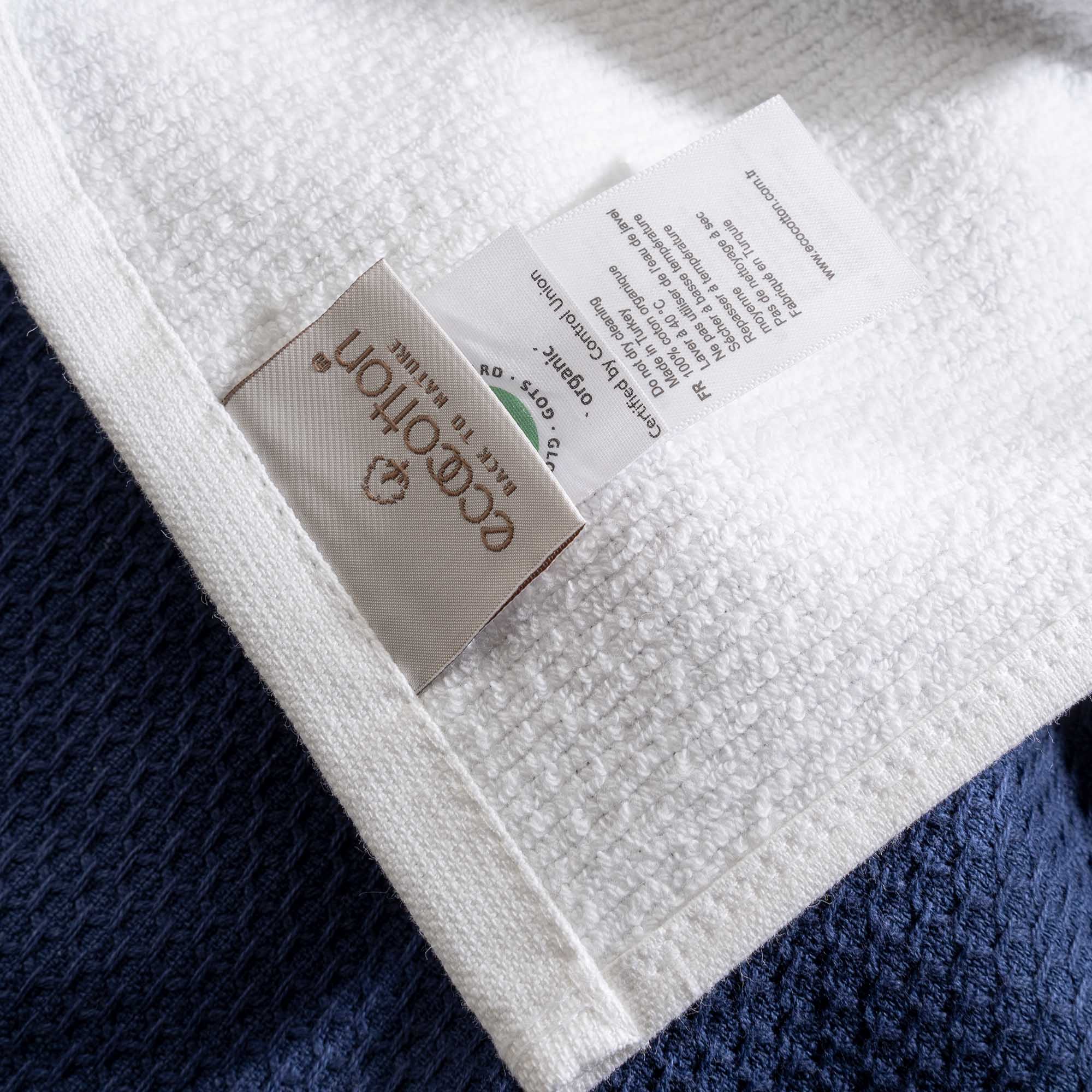 Elvin 2-Pack Drying Towel Set 100% Cotton Printed Navy Blue-Cream 40X60 Cm