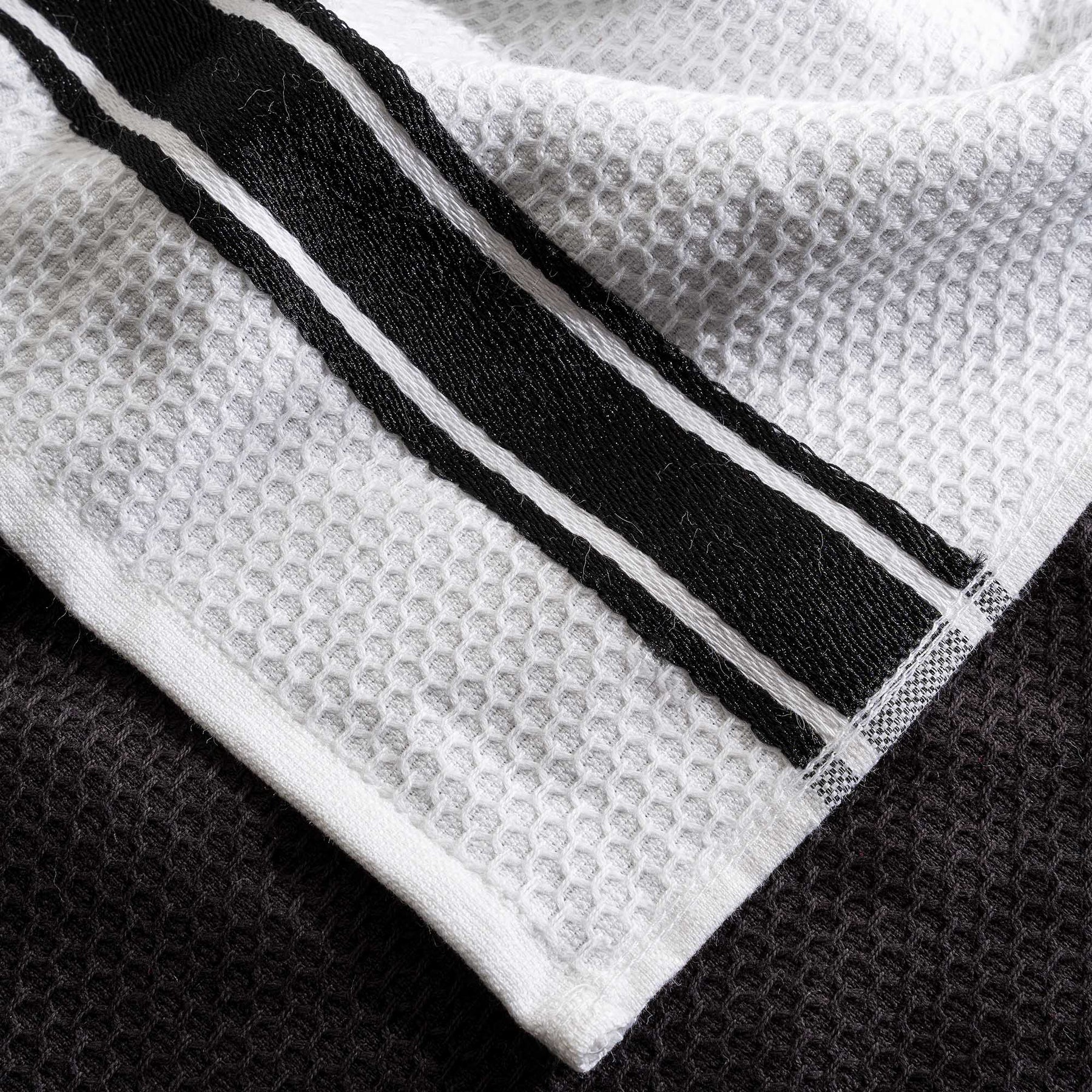 Elvin 2-Pack Drying Towel Set 100% Cotton Printed Black-Cream 40X60 Cm