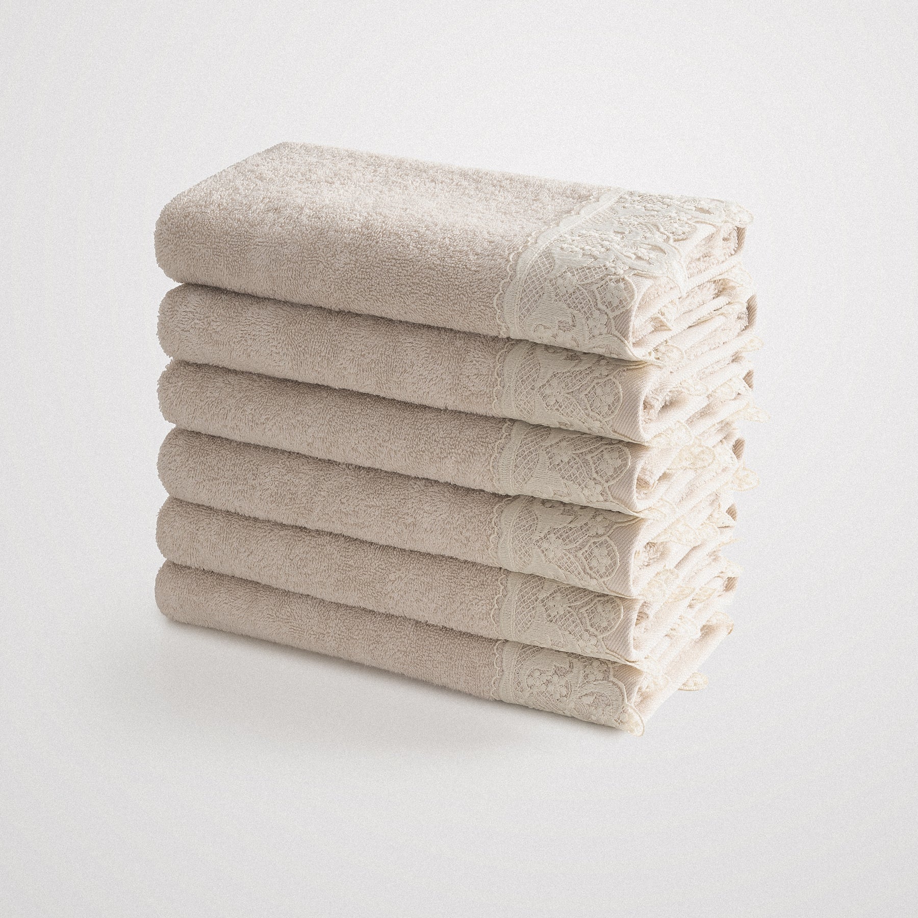Eponj Organic Turkish Cotton Hand Towel Set of 6 Beige