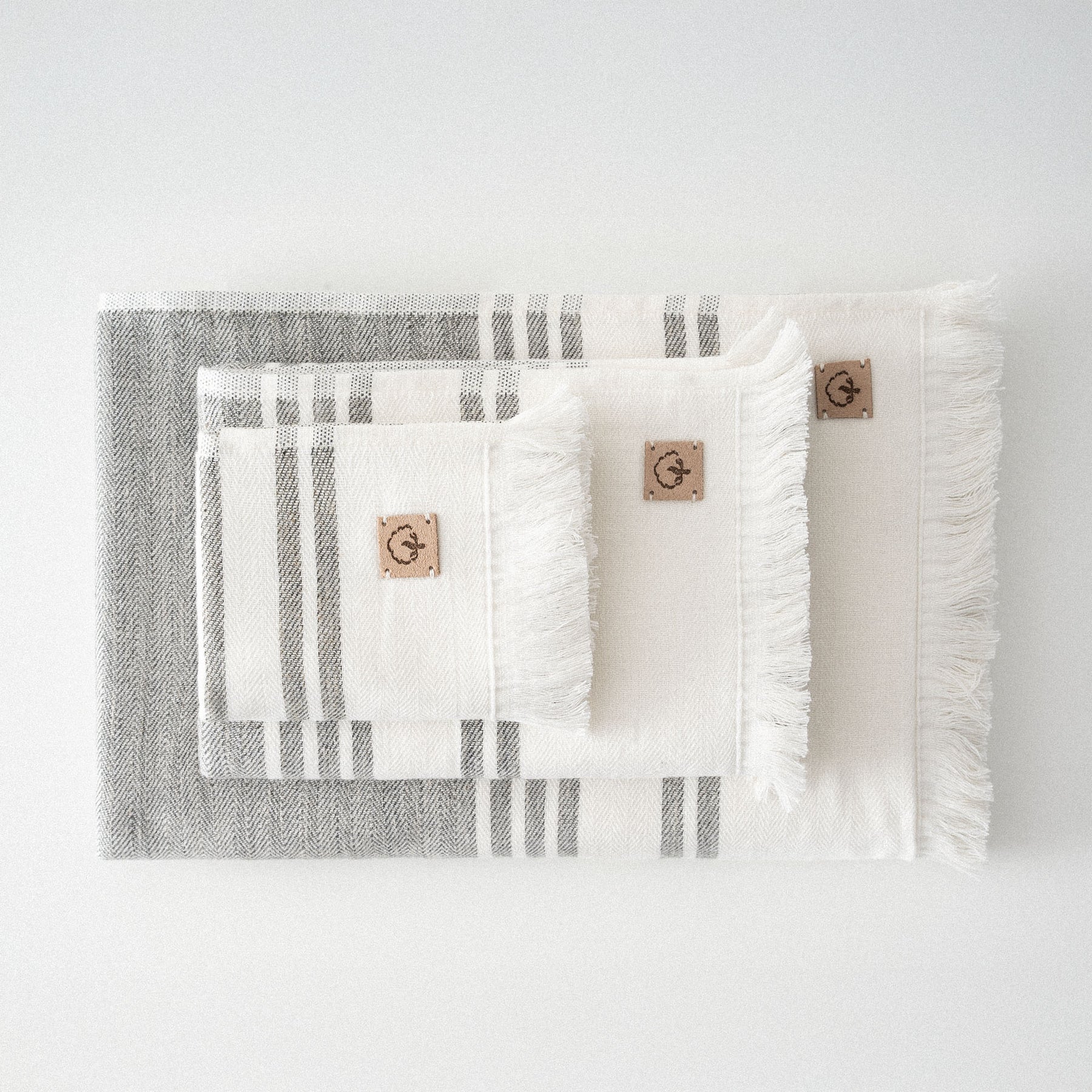 Erva Organic Turkish Cotton Linen Bath Towel Set of 3 Anthracite