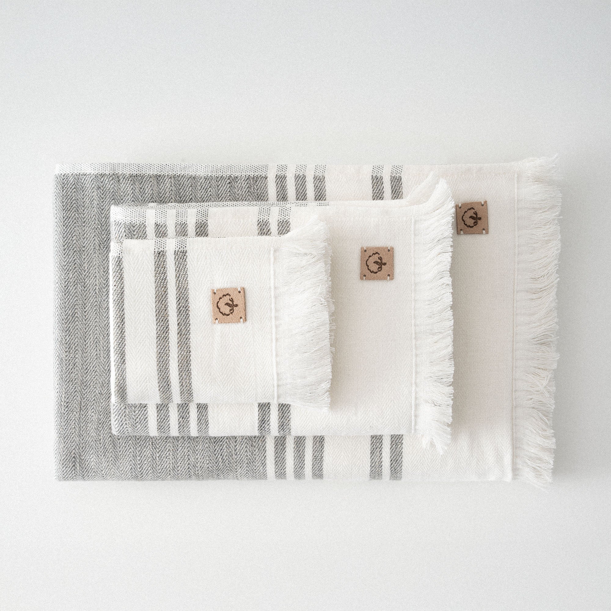 Erva Organic Cotton Linen Bath Towel Set of 3 Anthracite