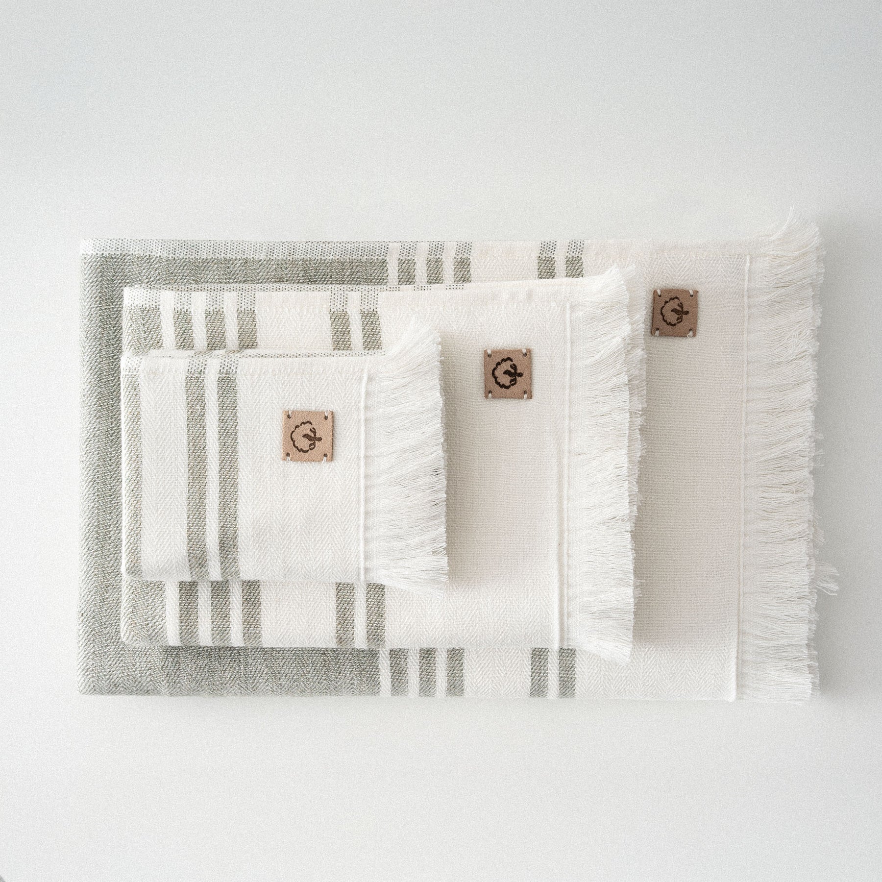 Erva Organic Turkish Cotton Linen Bath Towel Set of 3 Khaki