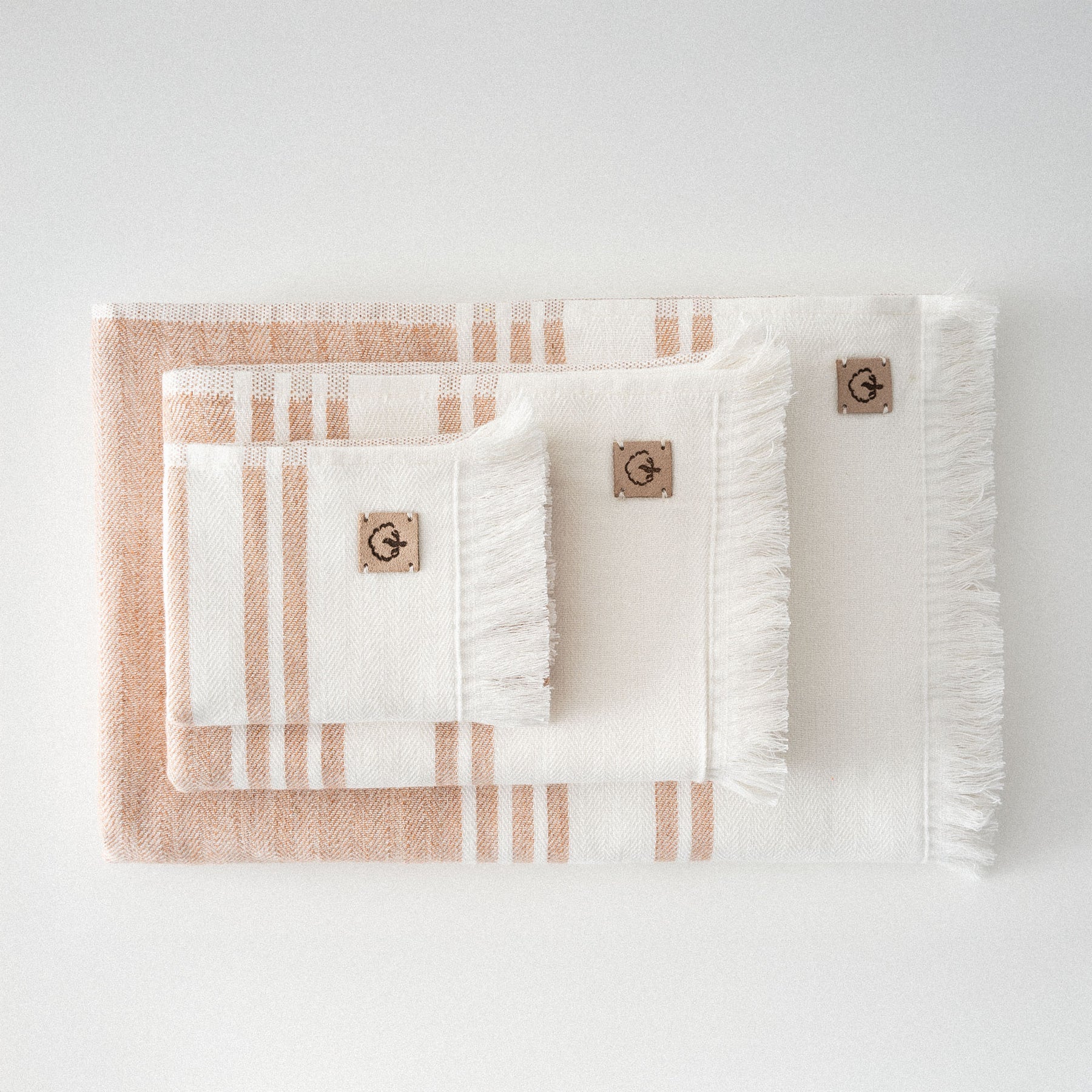 Erva Organic Turkish Cotton Linen Bath Towel Set of 3 Terra