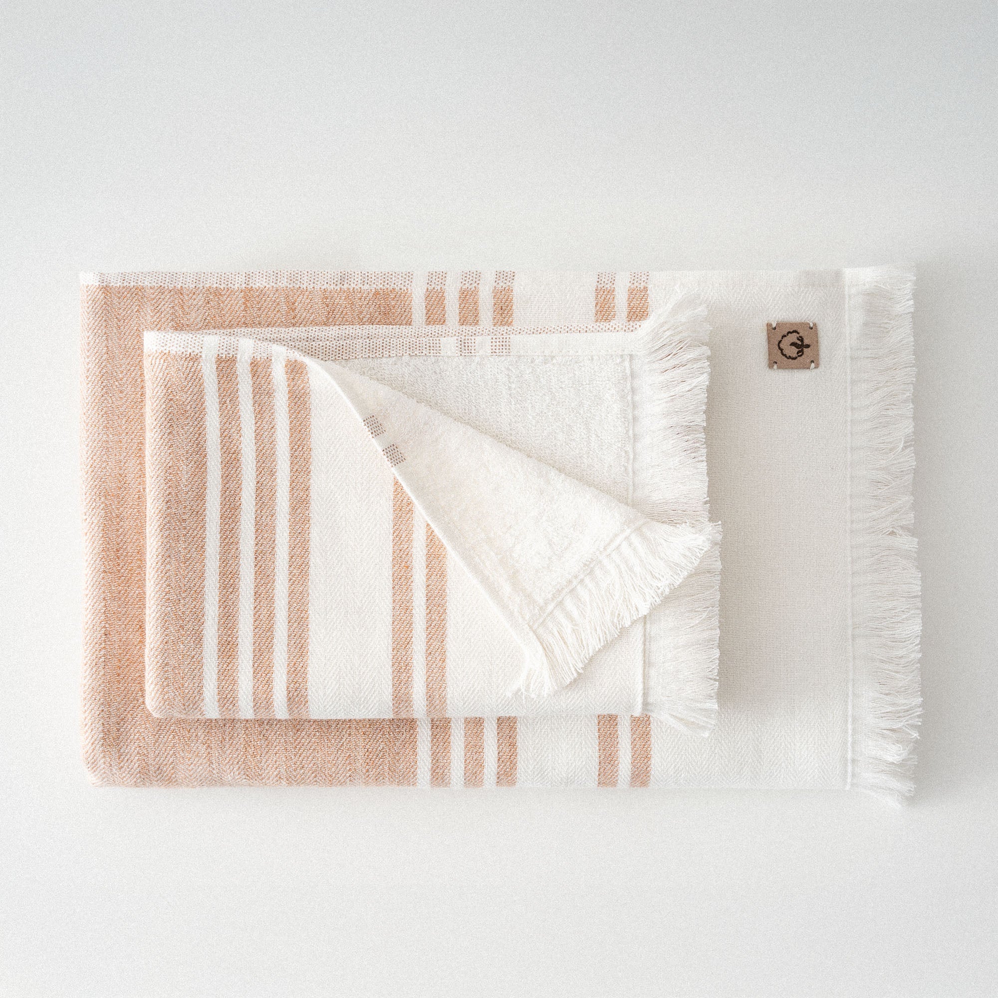 Erva Organic Turkish Cotton Linen Bath Towel Set of 3 Terra