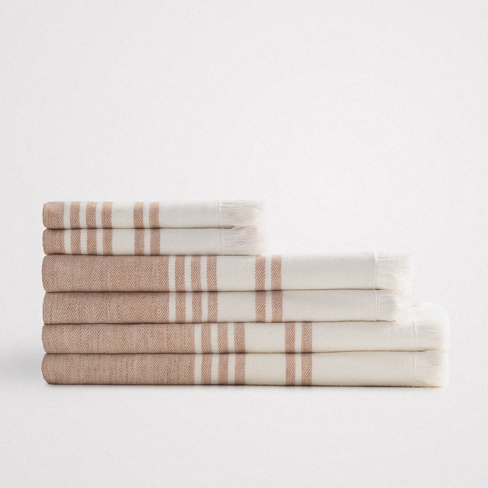 Erva Organic Turkish Cotton Linen Bath Towel Set of 6 Terra