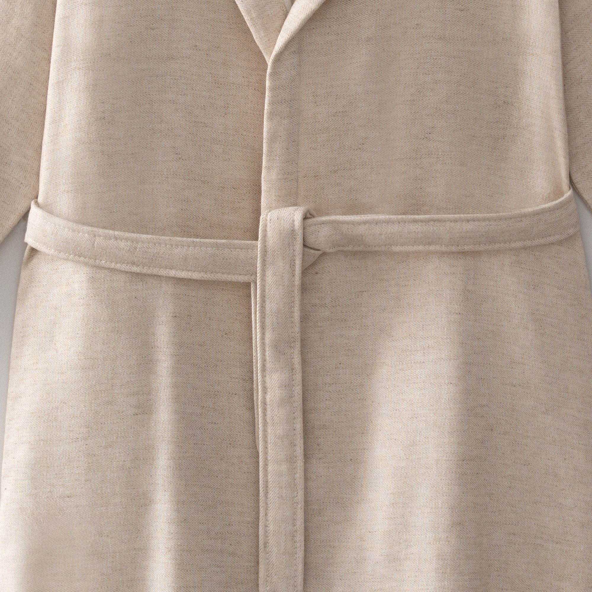 Erva Organic Turkish Cotton Linen Men's Bathrobe Beige