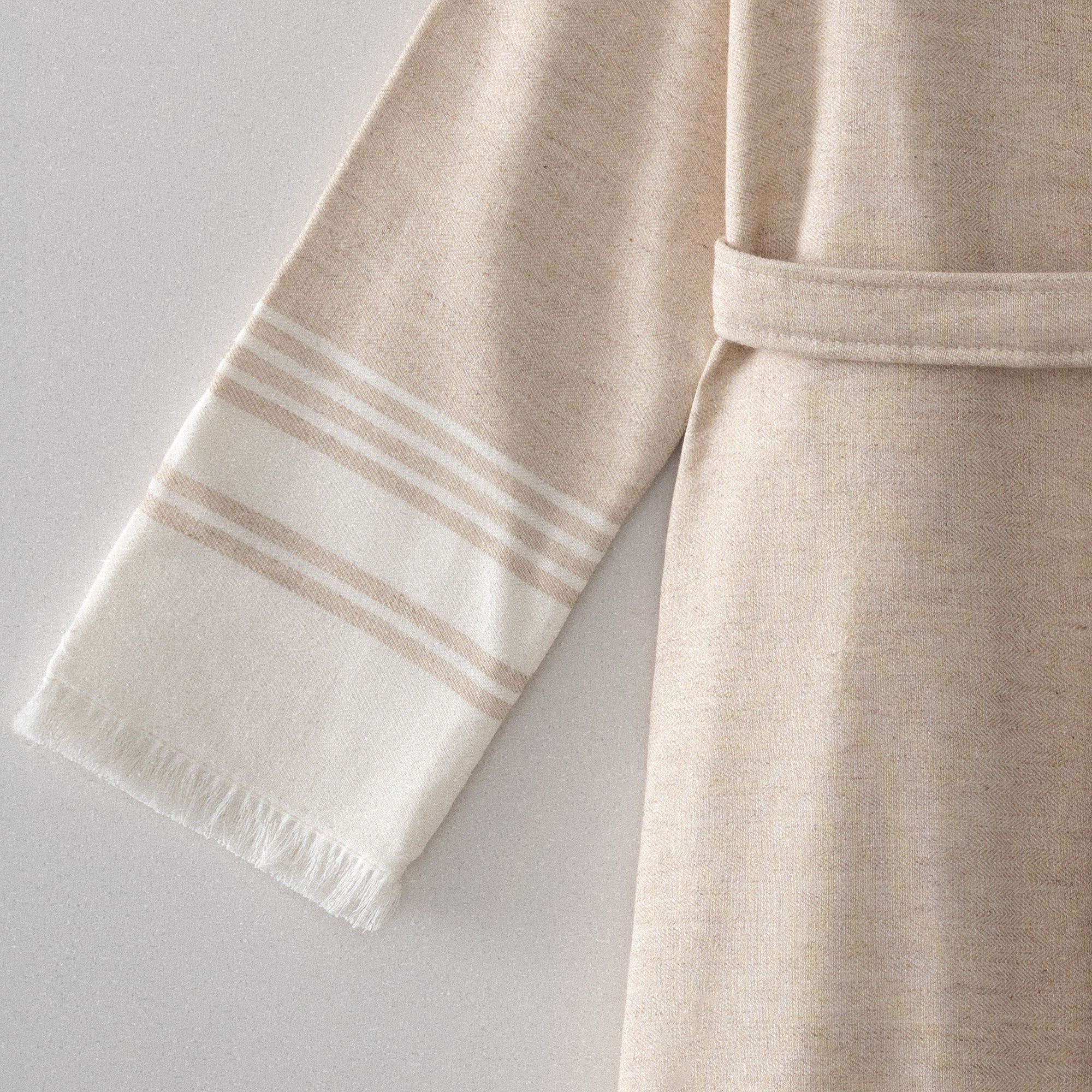 Erva Organic Turkish Cotton Linen Women's Bathrobe Beige