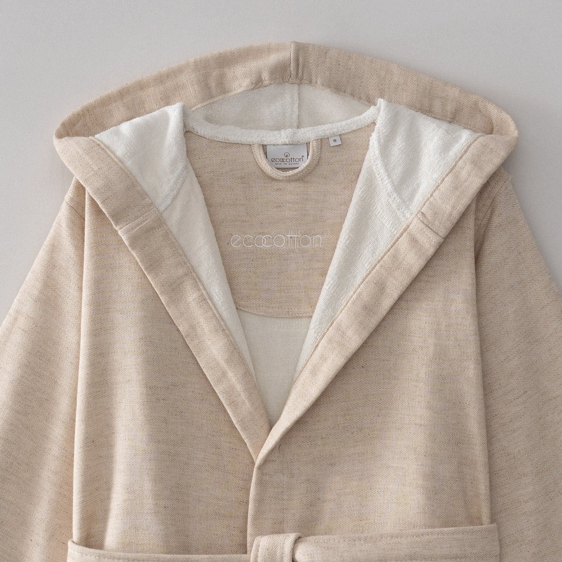 Erva Organic Turkish Cotton Linen Women's Bathrobe Beige