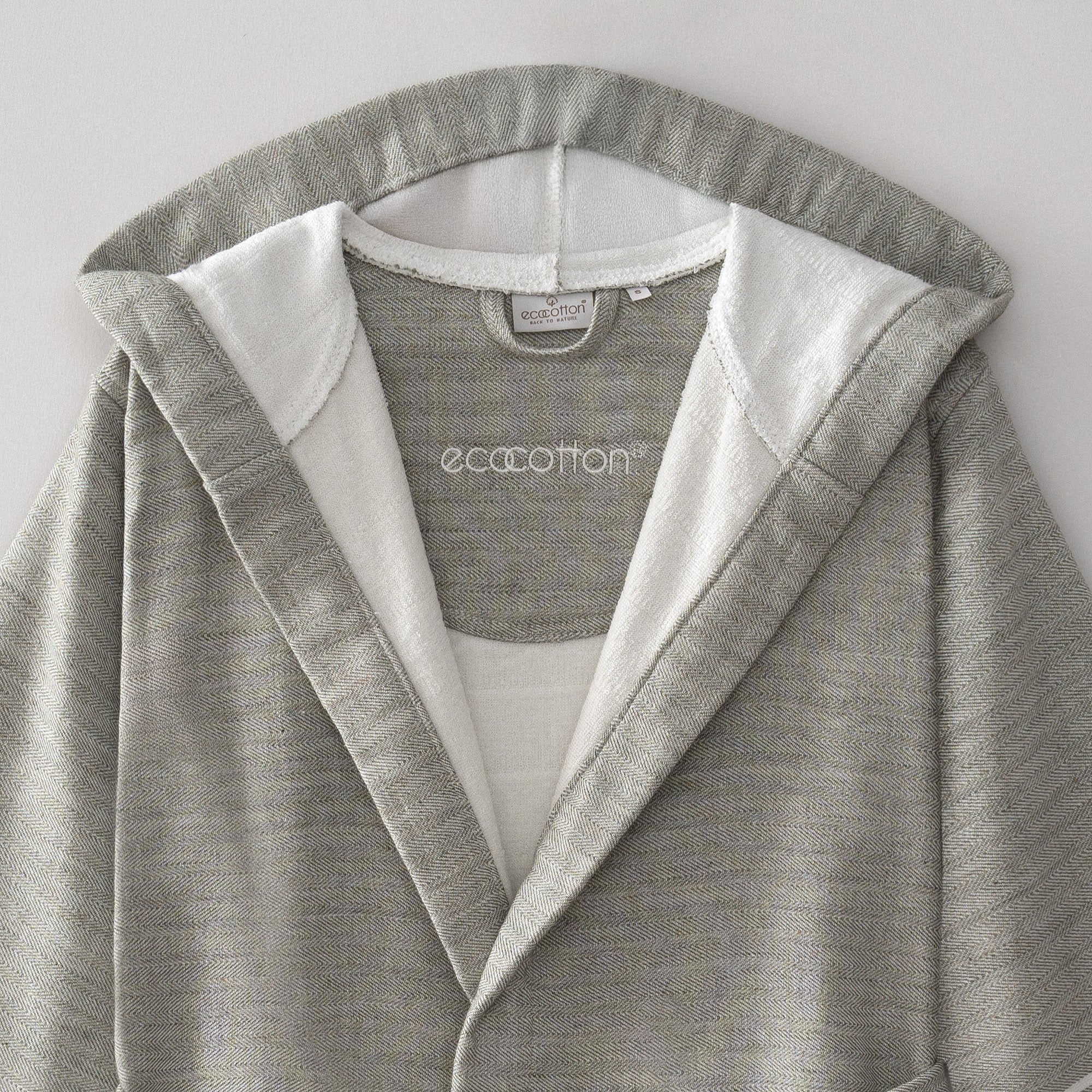 Erva Organic Turkish Cotton Linen Women's Bathrobe Khaki