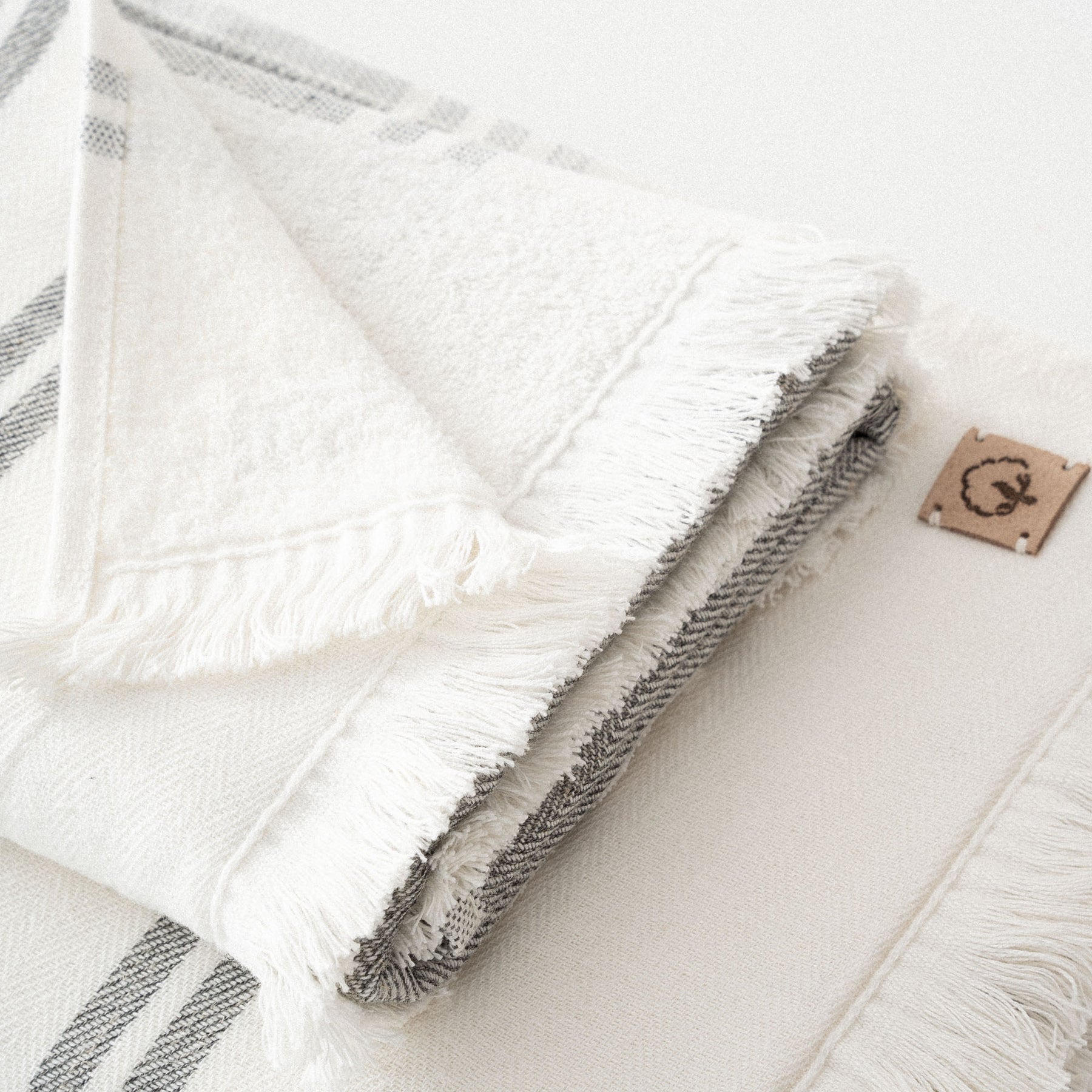 Erva Organic Turkish Cotton Linen Bath Towel Set of 6 Anthracite