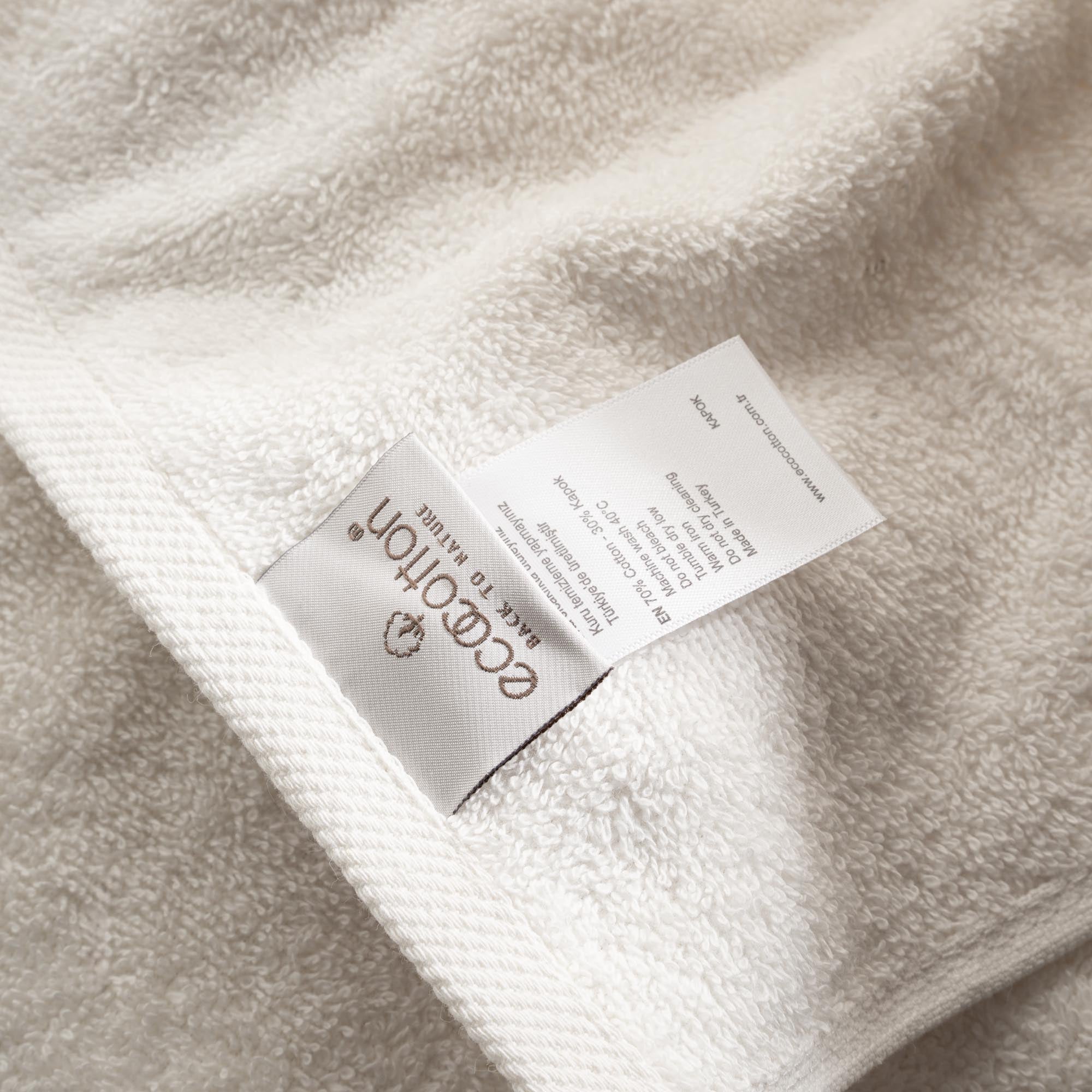 Galya 2-Piece Hand & Face Towel Set %100 Organic Cotton with Kapok Bordered Cream - Beige 50X90 Cm