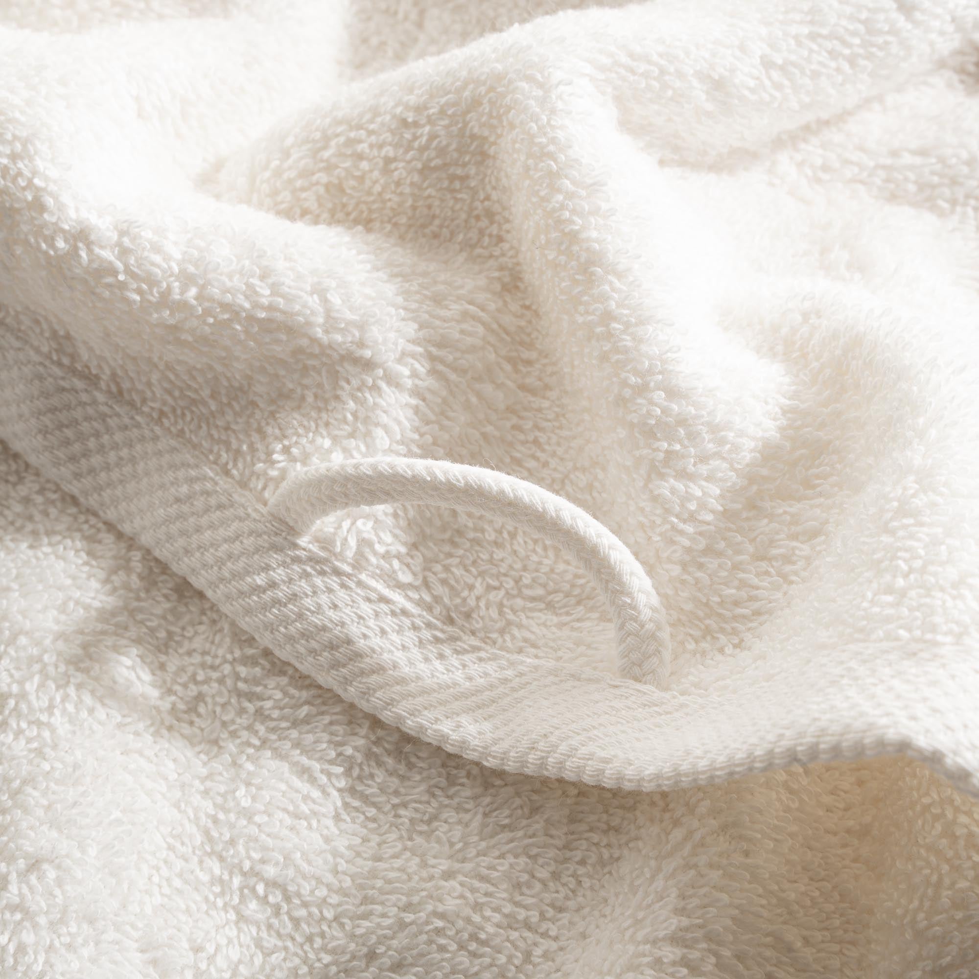 Galya 2-Piece Hand & Face Towel Set %100 Organic Cotton with Kapok Bordered Cream - Terra 50X90 Cm