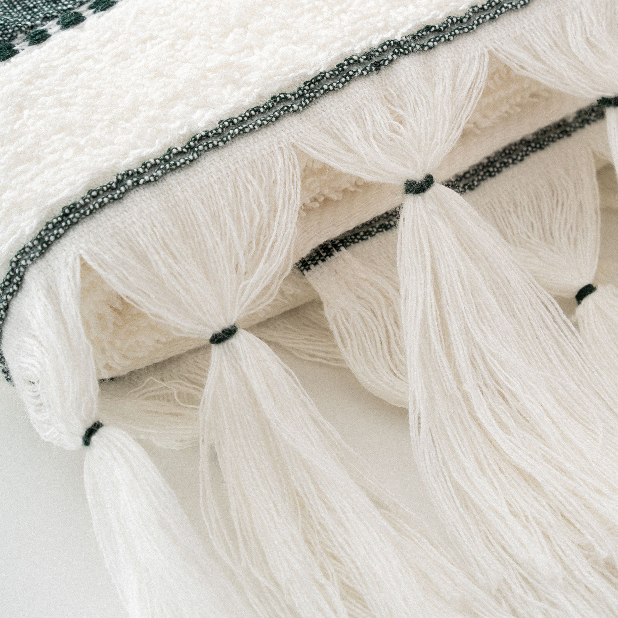 Galya Hand & Face Towel 100% Organic Kapok Bordered Cream-Green 50x90 Cm