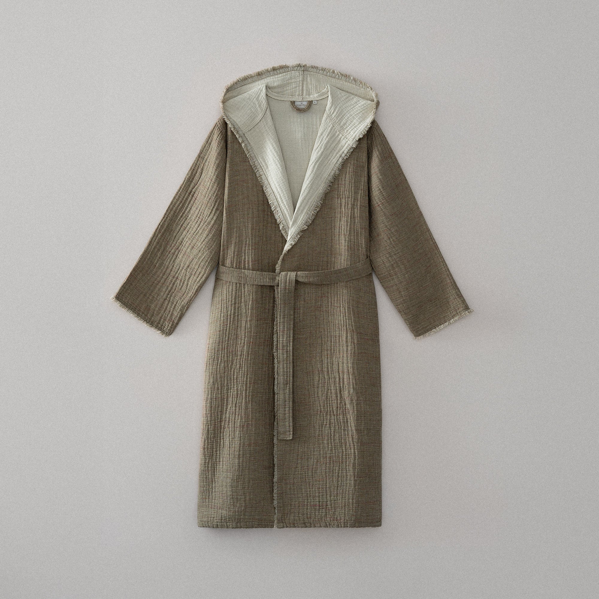 Muna Organic Turkish Cotton Men's Bathrobe Inject Green-Cream