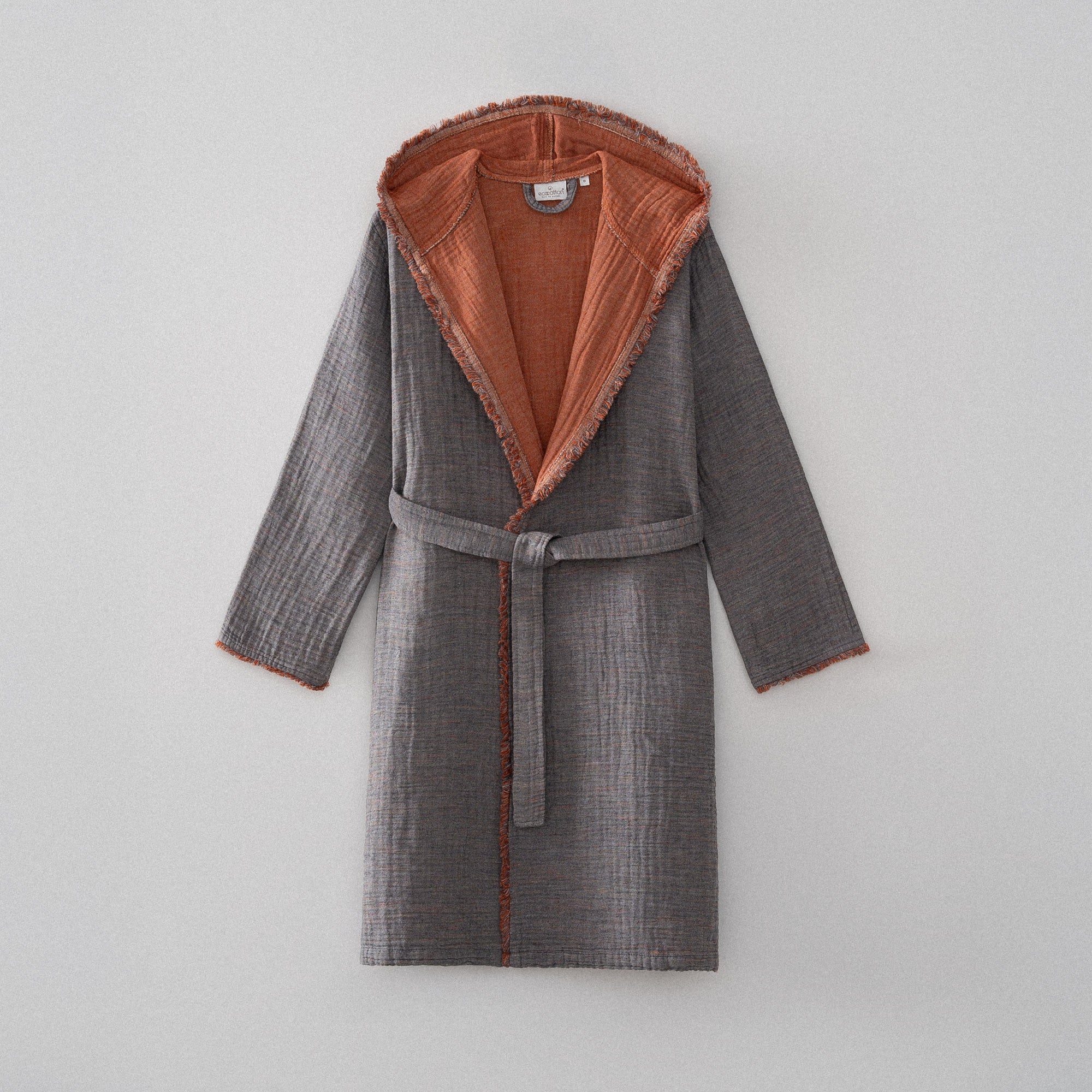 Muna Woman Bathrobe 100% Organic Cotton Inject Terra-Anthracite