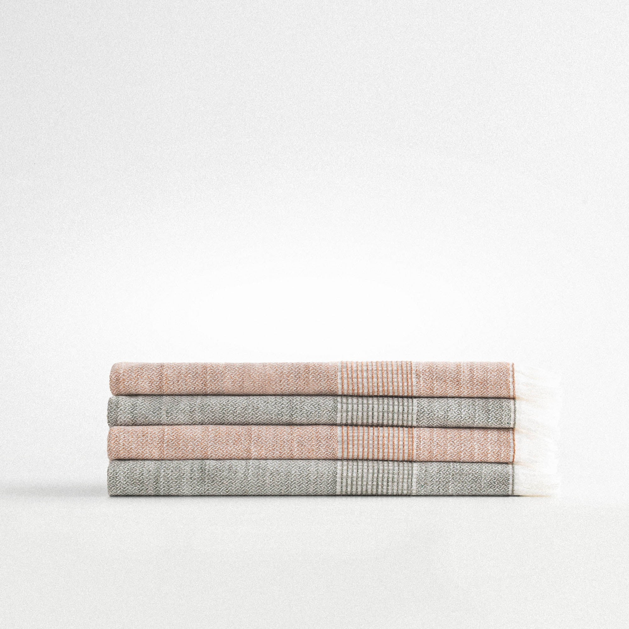 Hasna Organic Cotton Linen Hand Towel Set of 4 Terra-Khaki