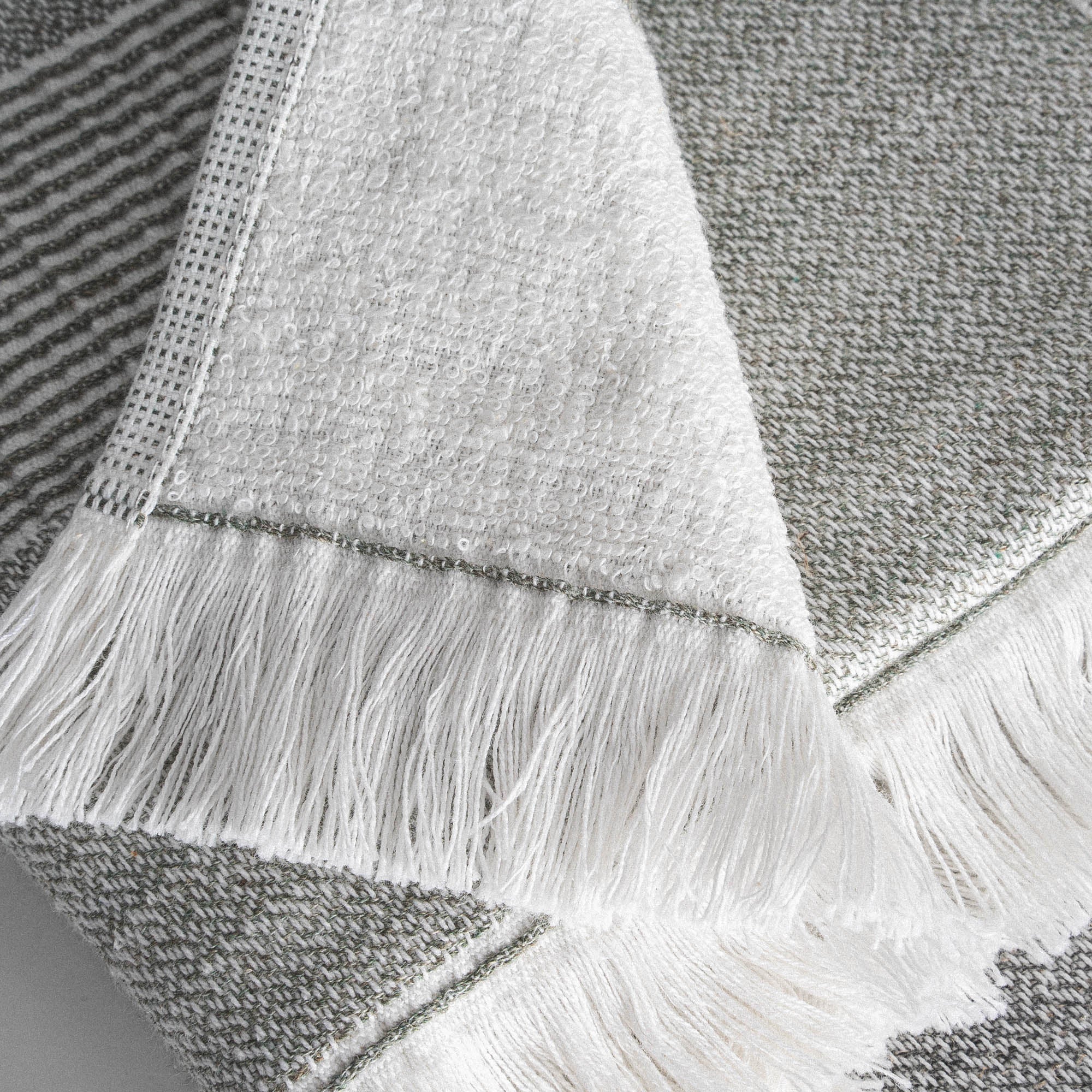 Hasna Organic Cotton Linen Hand Towel Set of 4 Anthracite-Khaki