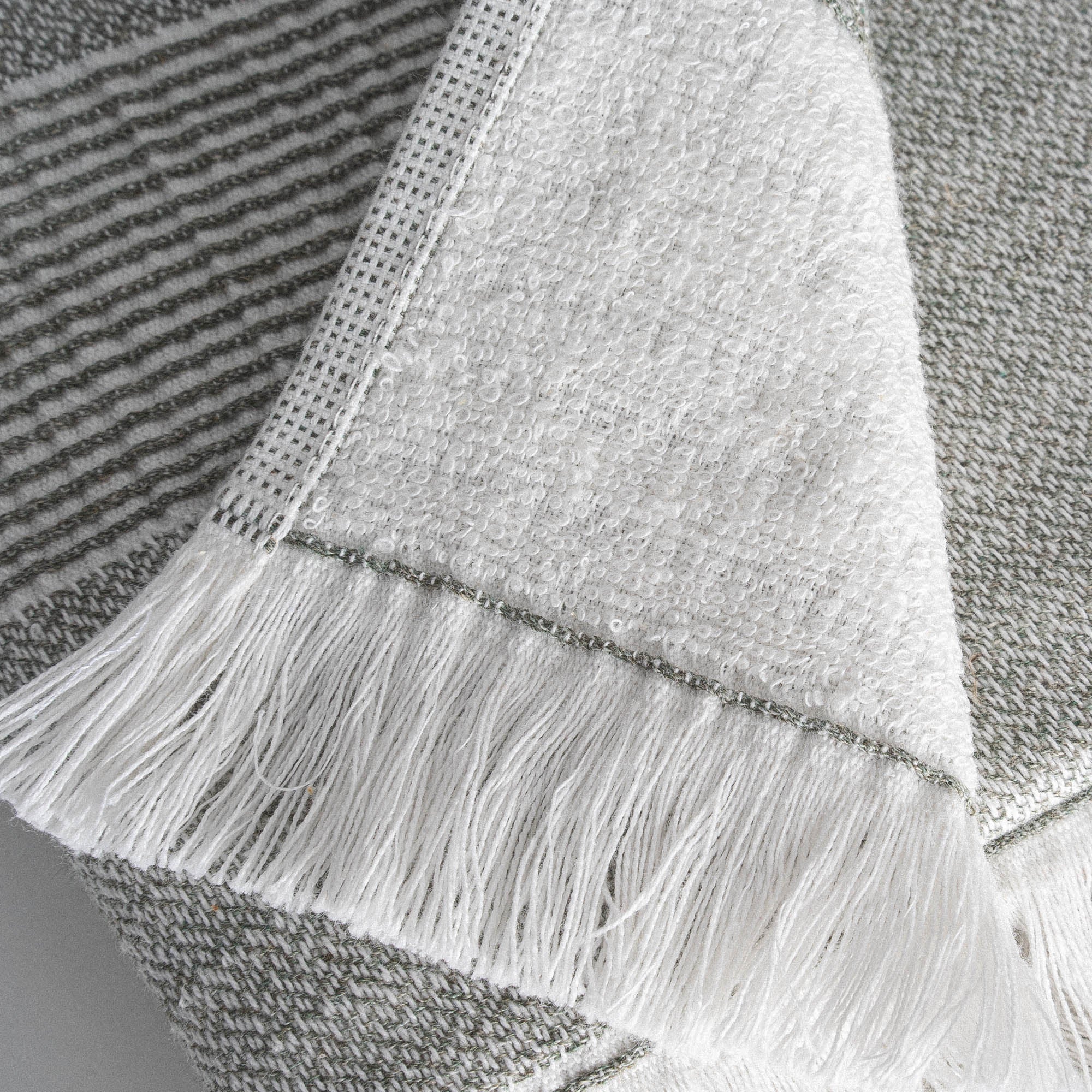 Hasna Organic Cotton Linen Hand Towel Set of 4 Anthracite-Khaki