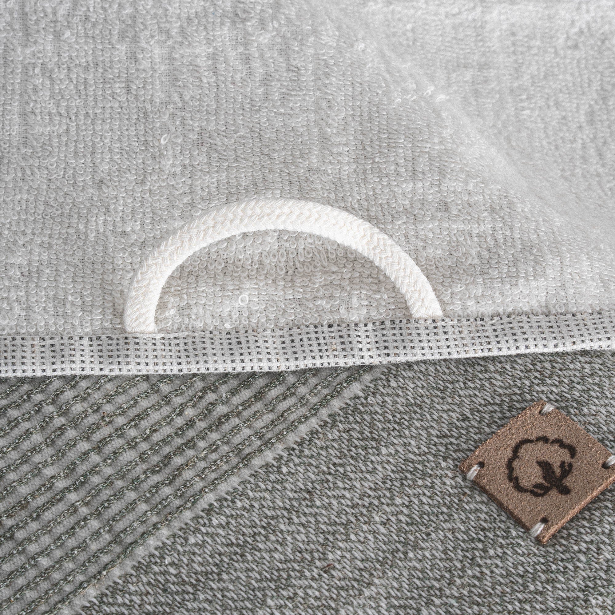 Hasna Organic Cotton Linen Hand Towel Set of 4 Anthracite-Khaki