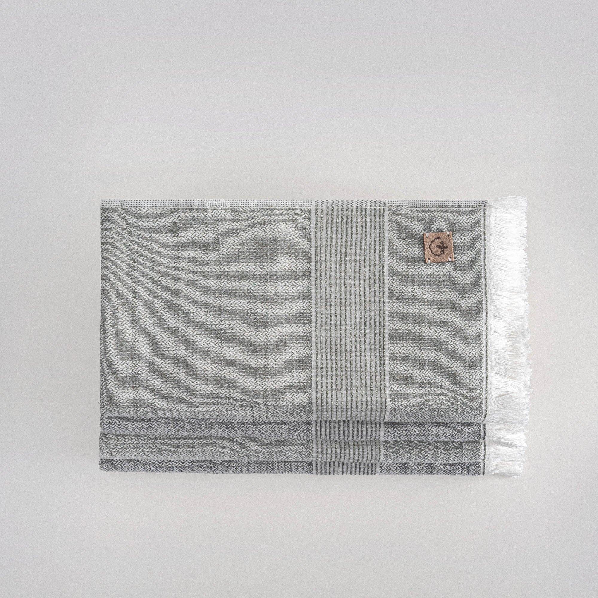 Hasna Organic Cotton Linen Hand Towel Set of 4 Anthracite-Khaki