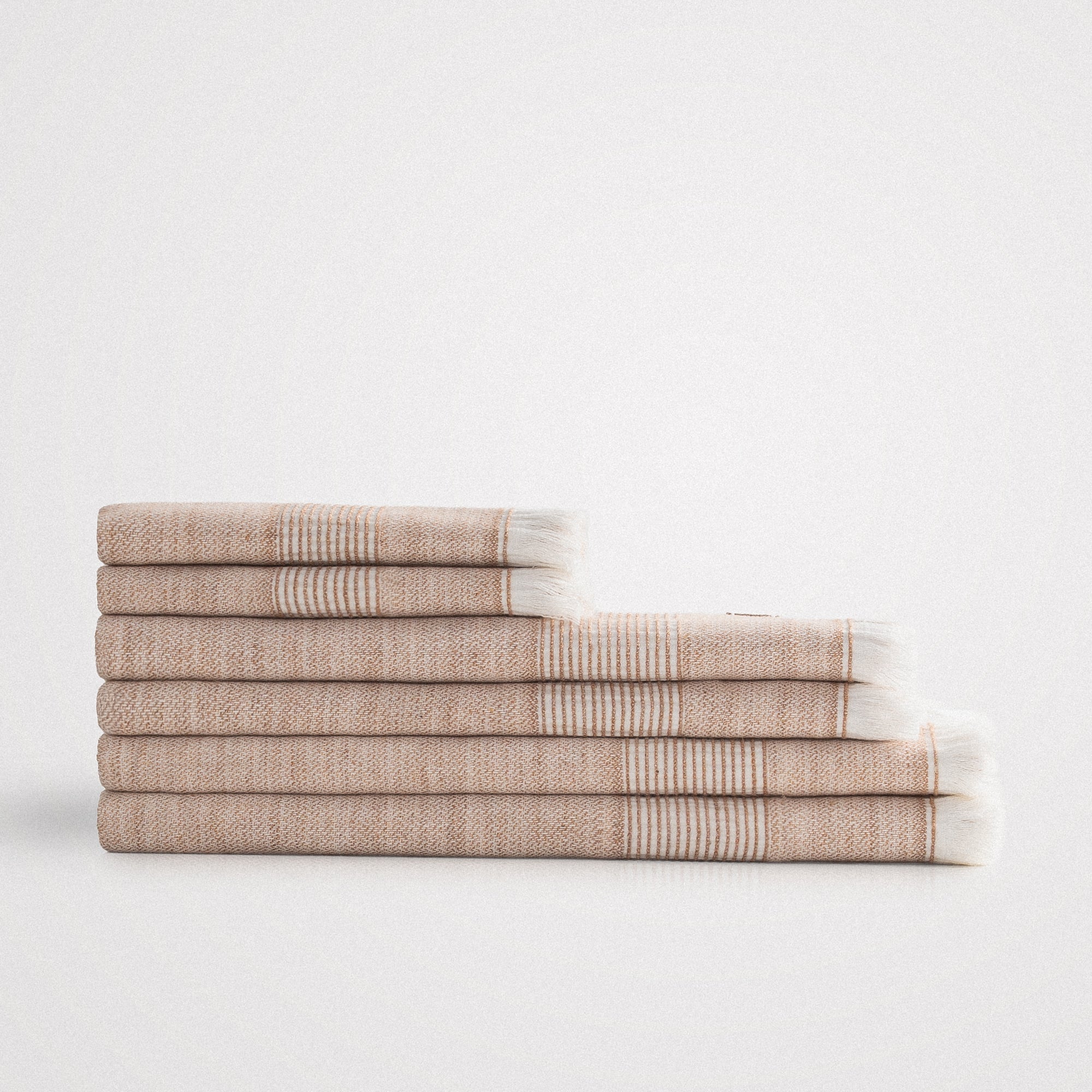 Hasna Organic Turkish Cotton Linen Bath Towel Set of 6 Terra