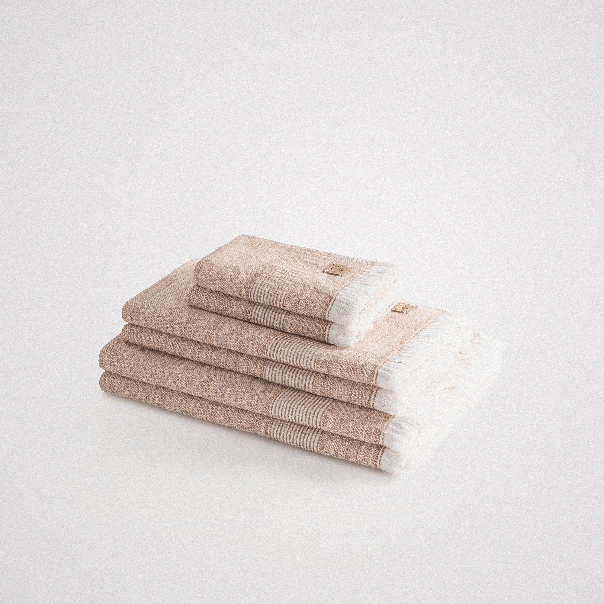 Hasna Organic Turkish Cotton Linen Bath Towel Set of 6 Terra