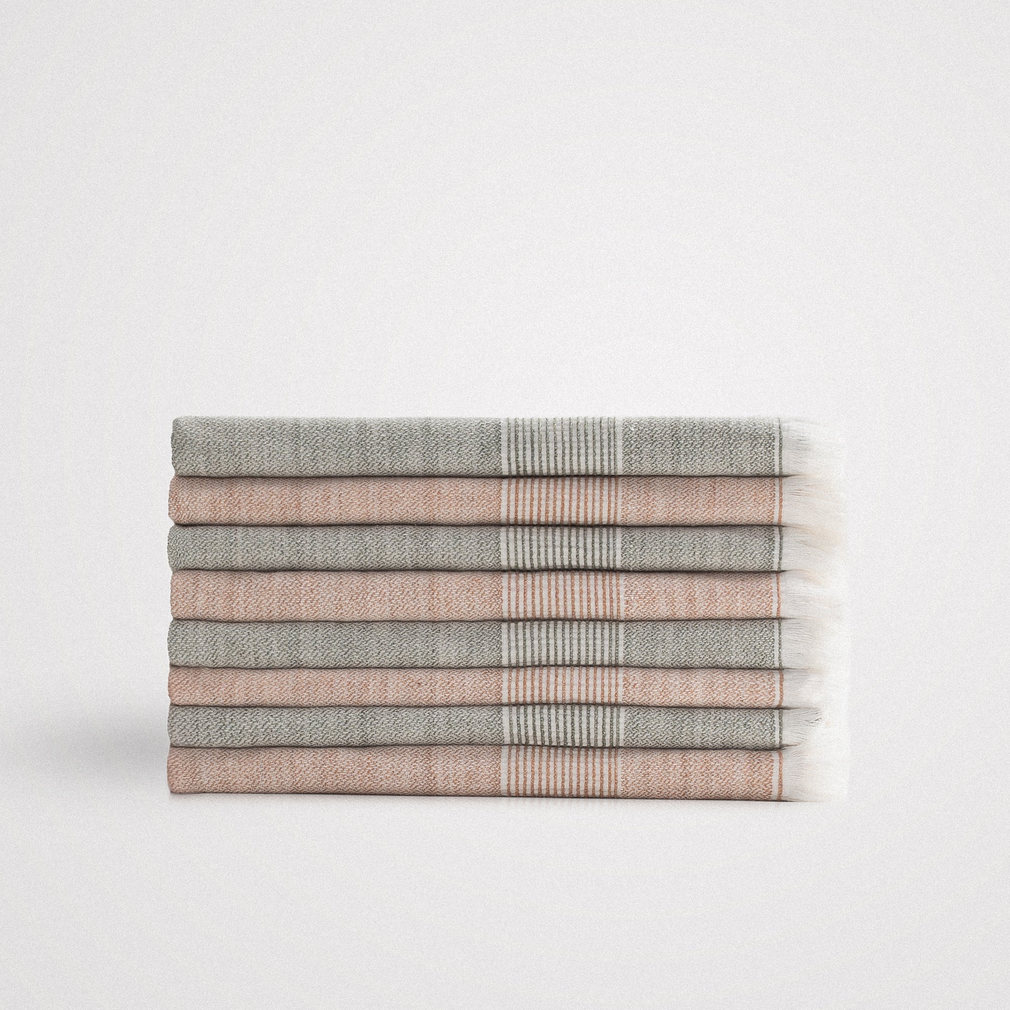 Hasna Organic Turkish Cotton Linen Hand Towel Set of 8 Terra-Khaki
