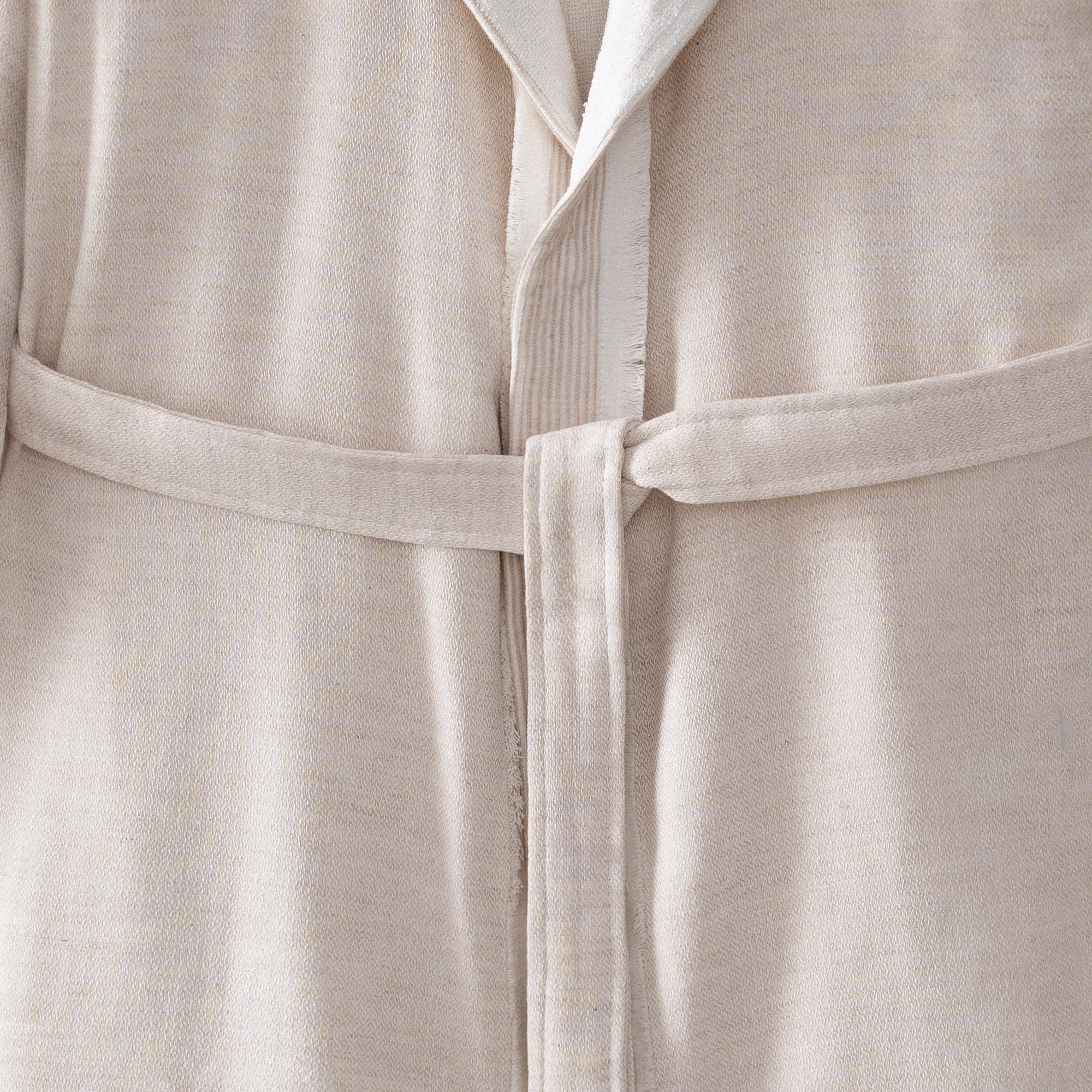 Hasna Organic Turkish Cotton Linen Men's Bathrobe Beige